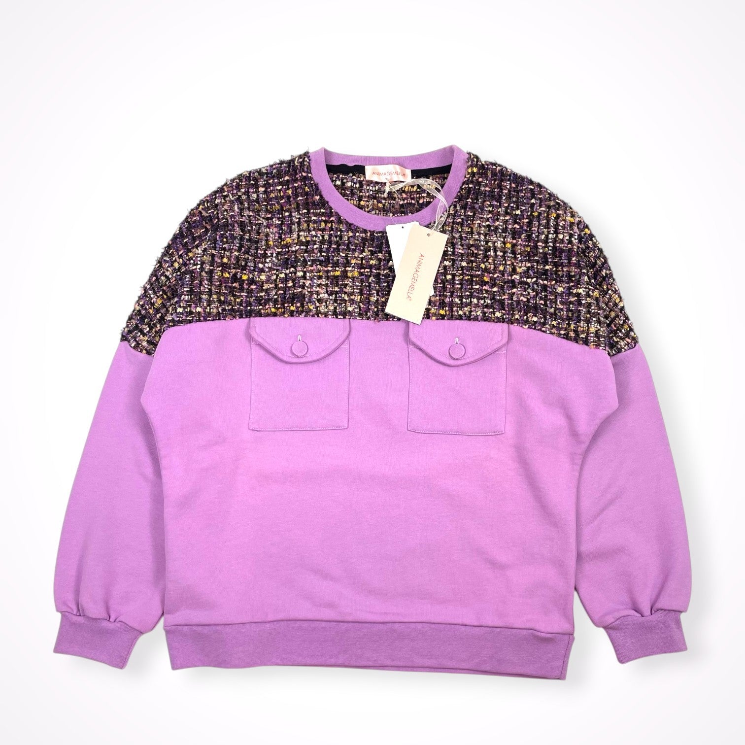 ANIMAGEMELLA / ツイード切替スウェット 未使用品 参考定価：23,000+tax SIZE:M
