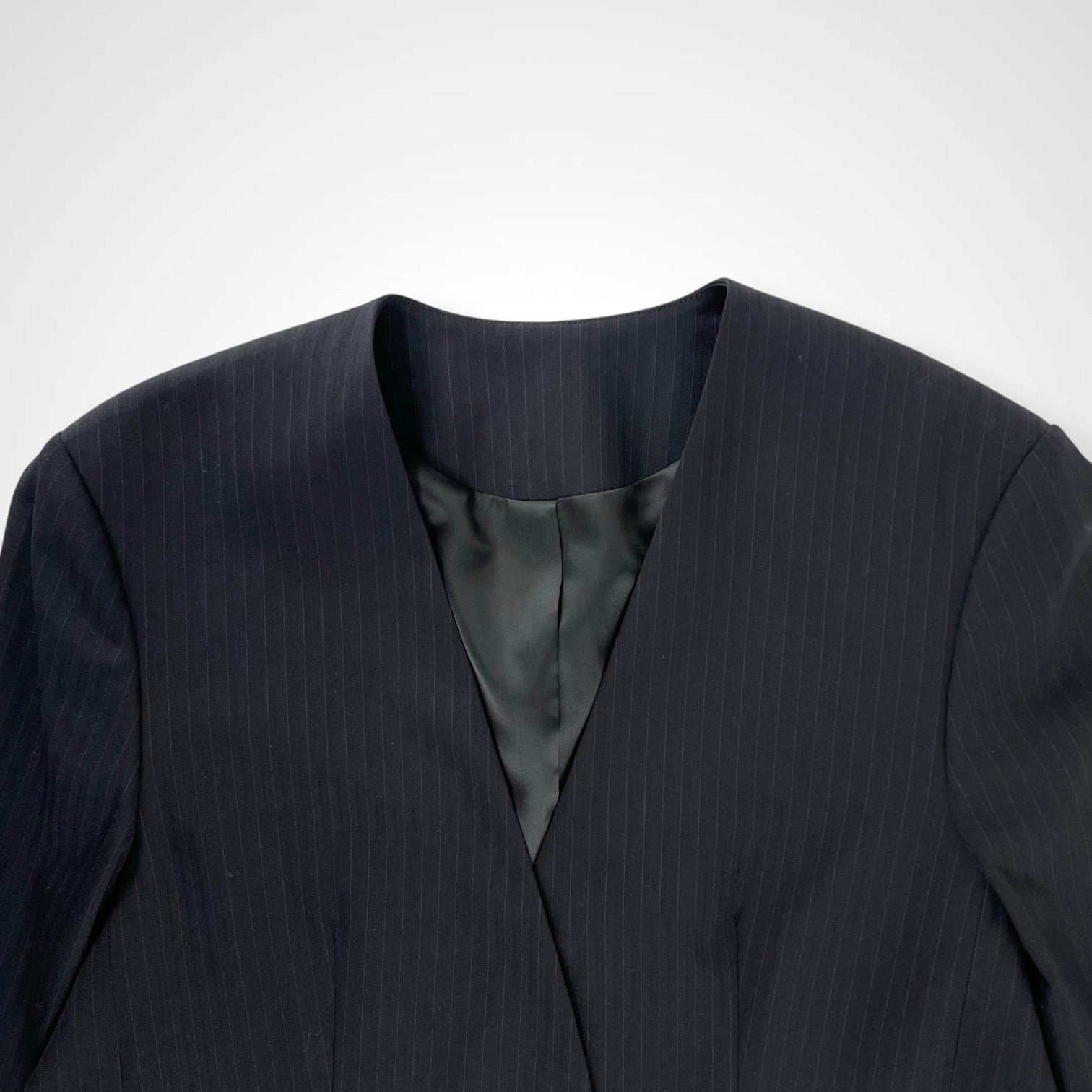 BEAUTY＆YOUTH ビューティーアンドユース / ストライプノーカラージャケット ブラック 23AW 参考定価：32,000+tax SIZE:S