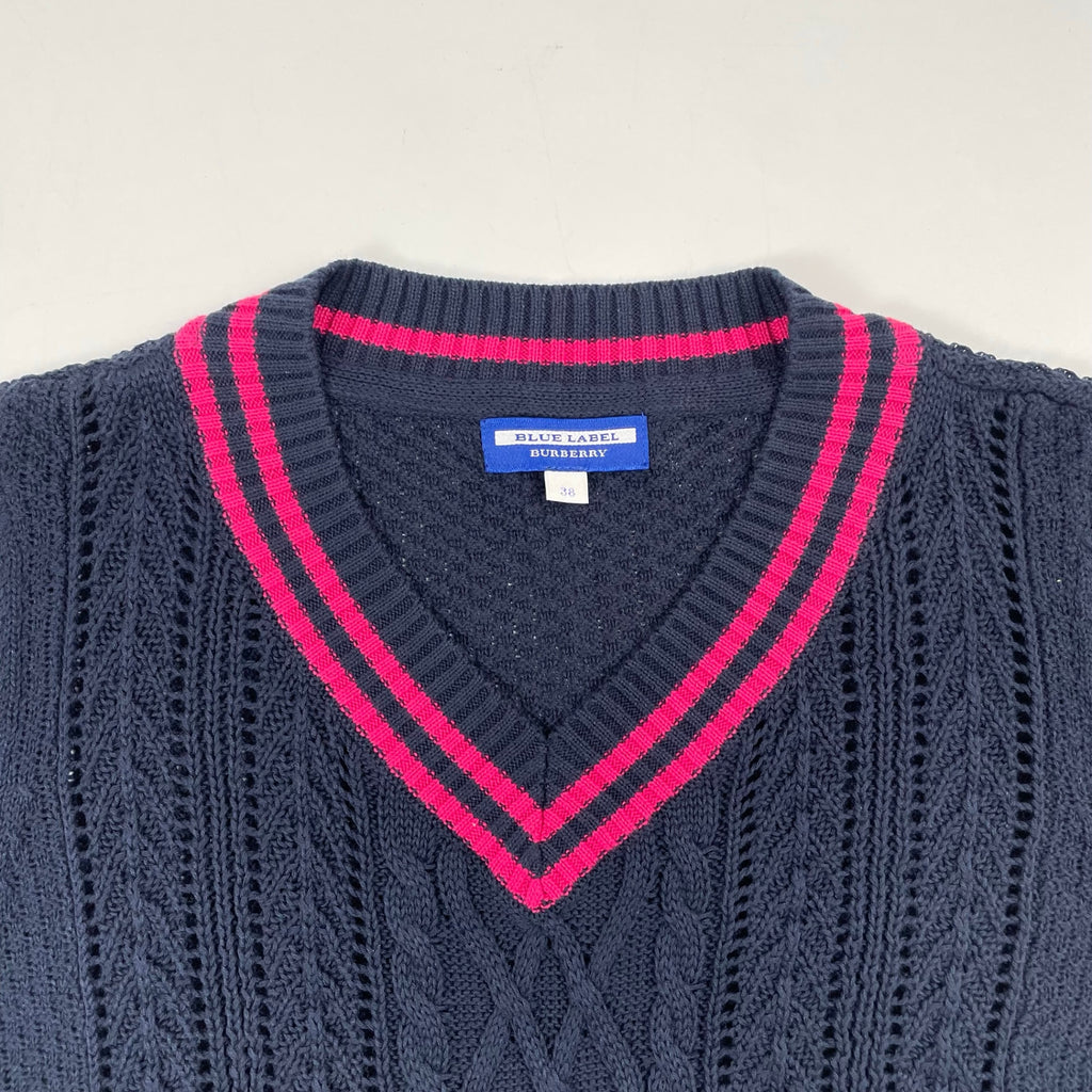BURBERRY BLUE LABEL / 半袖ケーブルチルデンニット 参考定価：20,000程度 SIZE:38