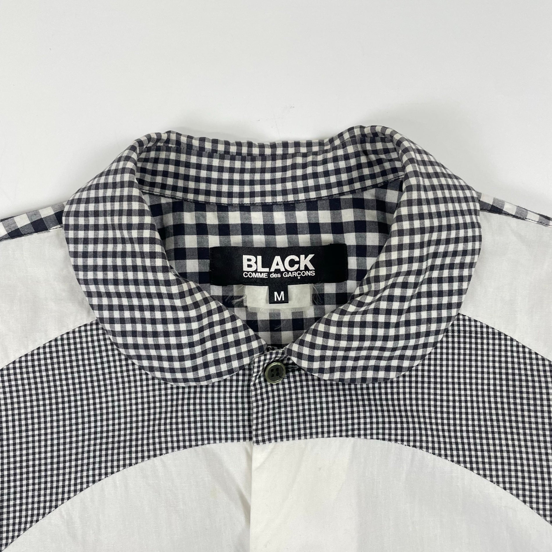 BLACK COMME des GARCONS / 丸襟 ギンガムチェック切替ドッキングシャツ 1M-B019 AD2014 SIZE:M