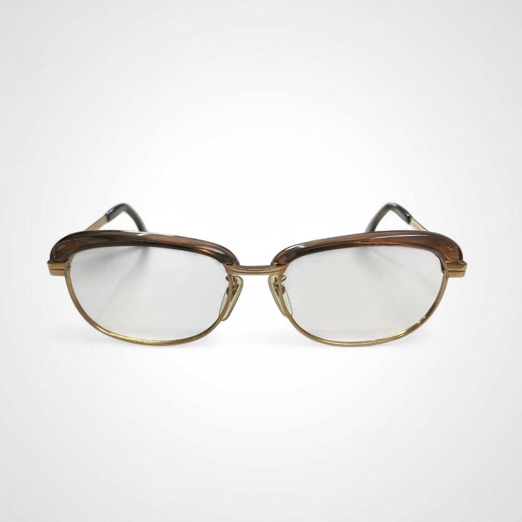 EURO VINTAGE 西ドイツ製 / ヴィンテージ メガネ アイブロウ K10GF ブラウン ゴールド レンズ無