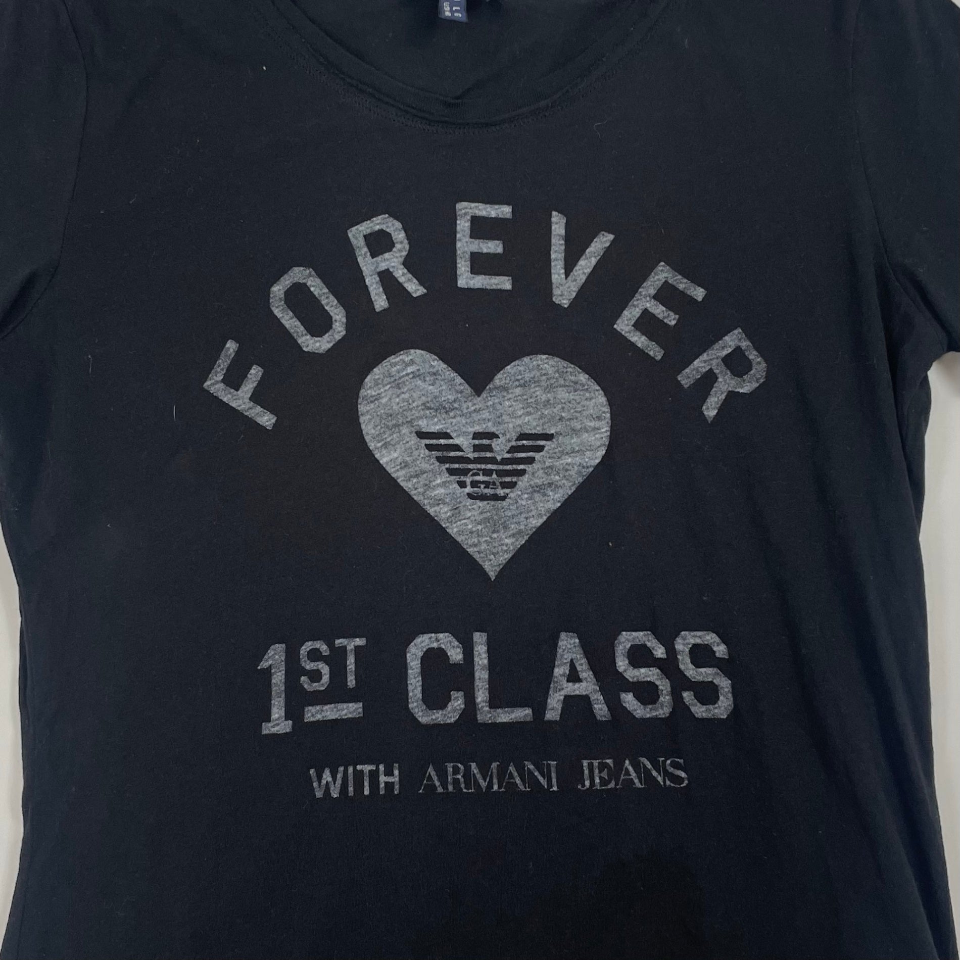 ARMANI JEANS アルマーニ ジーンズ / ハートロゴプリントTシャツ 参考定価：20,000程度 SIZE：L
