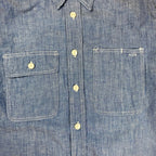 【極美品・タグ付】 KENNETH FIELD ケネスフィールド / CIGAR SHIRT シャンブレー トリプルステッチ チンストラップ マチ付 USA製 SIZE：L