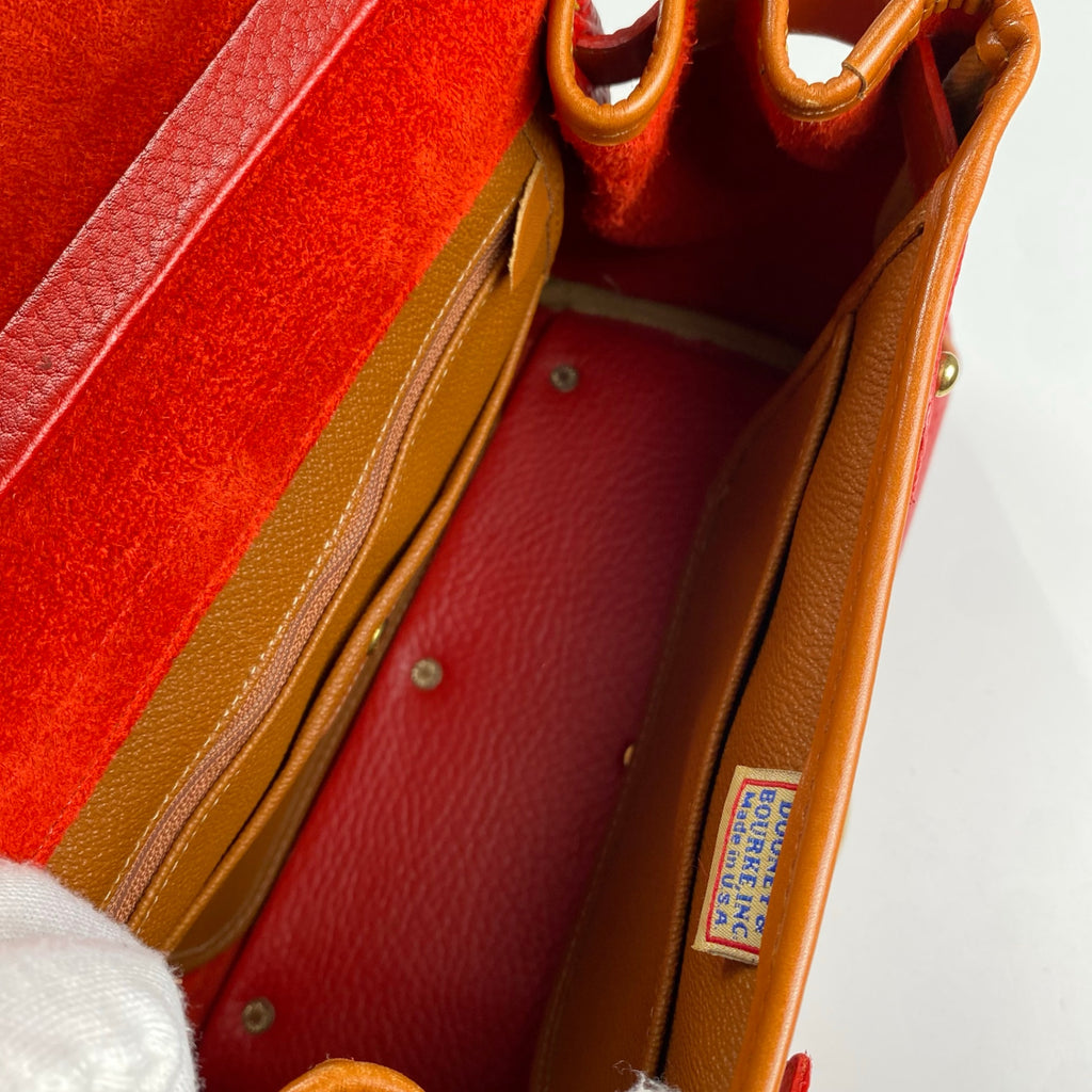 DOONEY＆BOURKE ドゥーニーアンドバーク / ワンハンドル ハンドバッグ シボ革 レザー レッド×ブラウン ユニセックス
