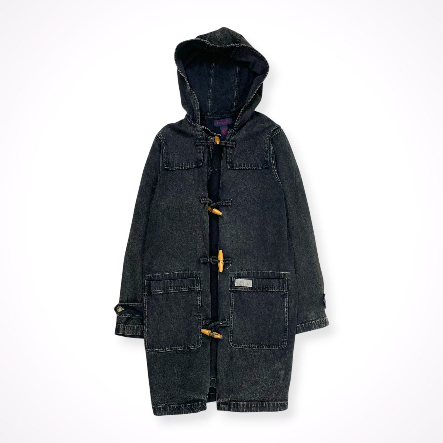 DENIM＆Co / ブラックデニムダッフルコート SIZE:M