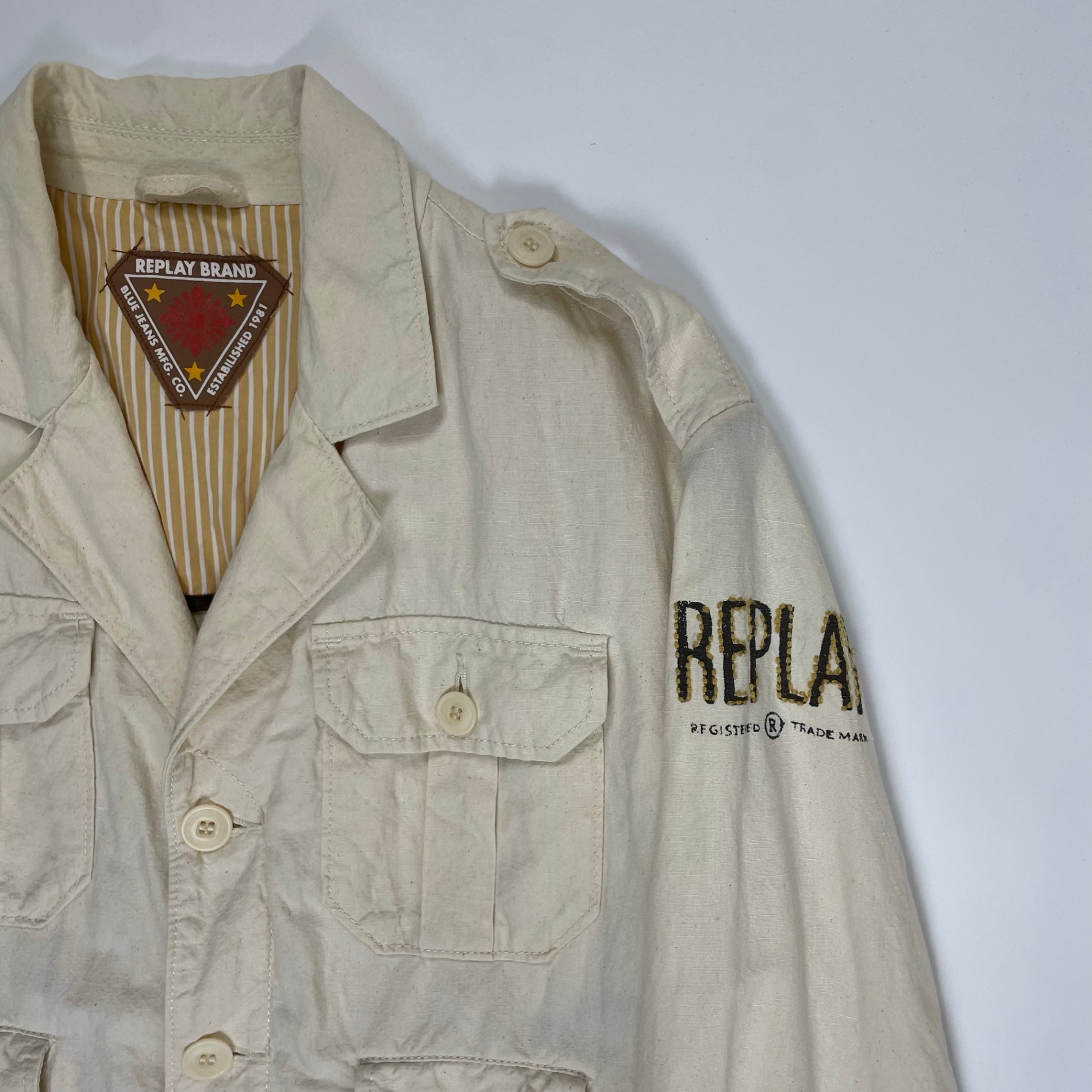 REPLAY リプレイ / コットンリネンジャケット ウイングプリント SIZE：M