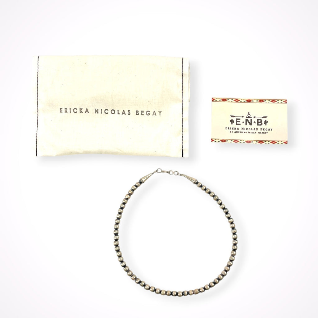 ERICKA NICOLAS BEGAY / ナバホパールネックレス 40cm 4-5mm OXIDIZED