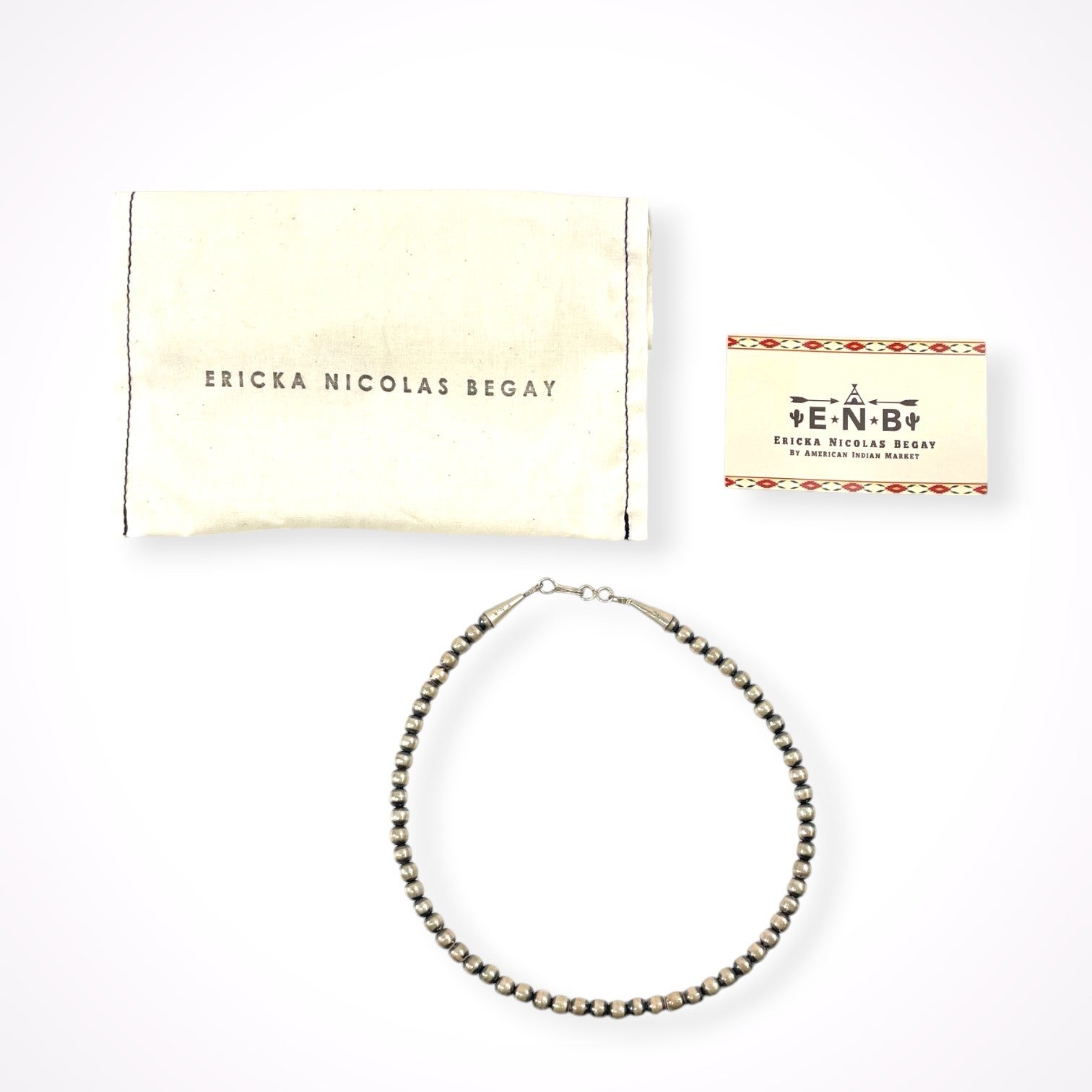 ERICKA NICOLAS BEGAY / ナバホパールネックレス 40cm 4-5mm OXIDIZED
