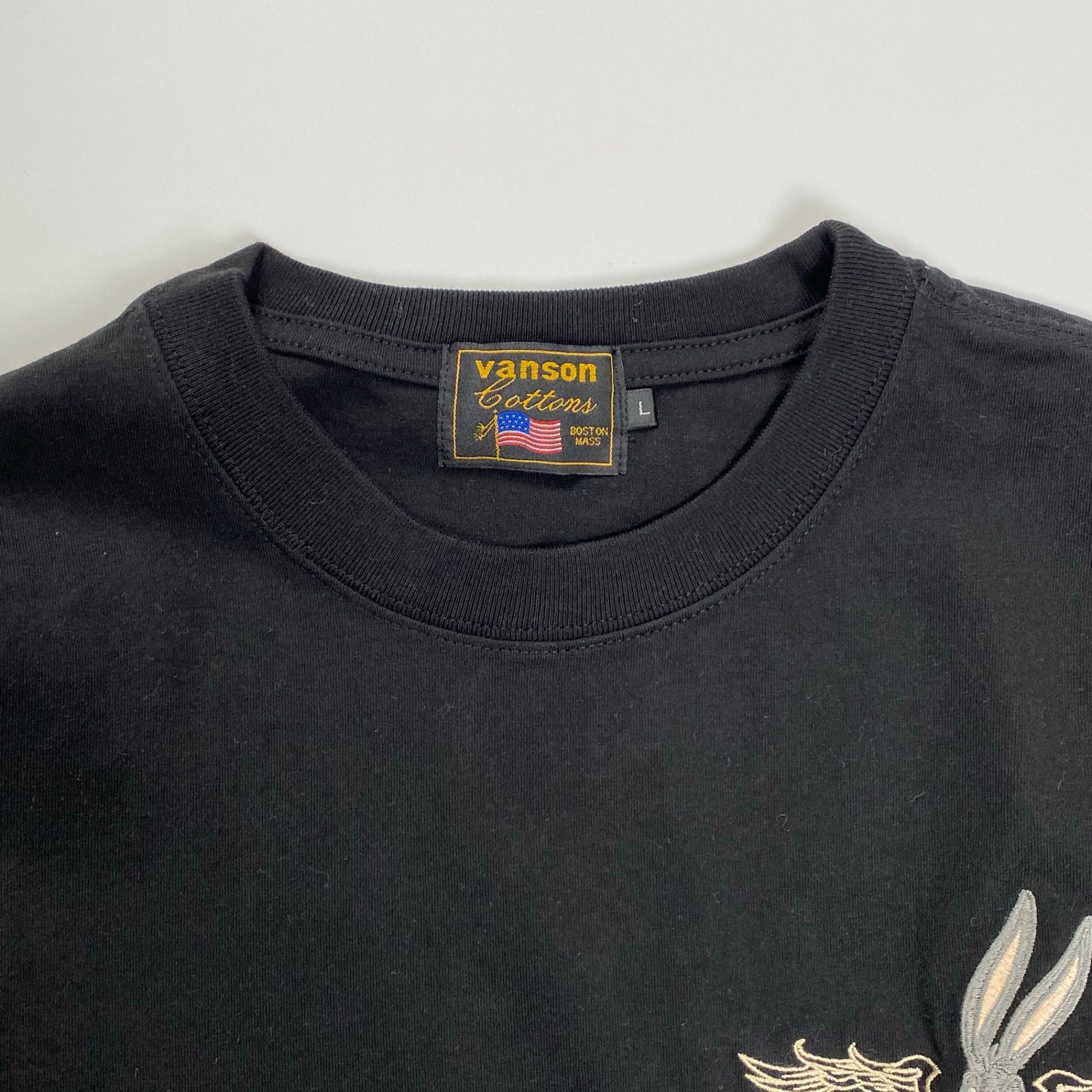 【極美品】 vanson × Looney tunes / BUGS BUNNY L/S TEE バッグス バニー looney tunes ブラック SIZE:L
