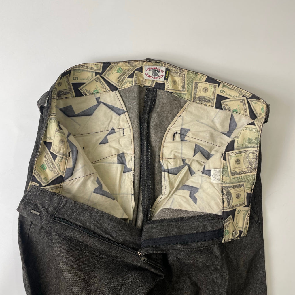 COREFIGHTER / マネー柄裏地 クロップドデニムパンツ 参考定価：18,000程度 SIZE:L