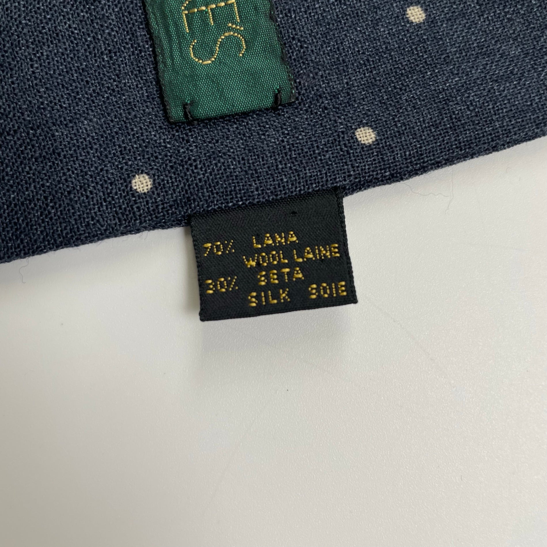 DRAKE'S ドレイクス / polka dot stall ウール×シルク ネイビー SIZE:167×44