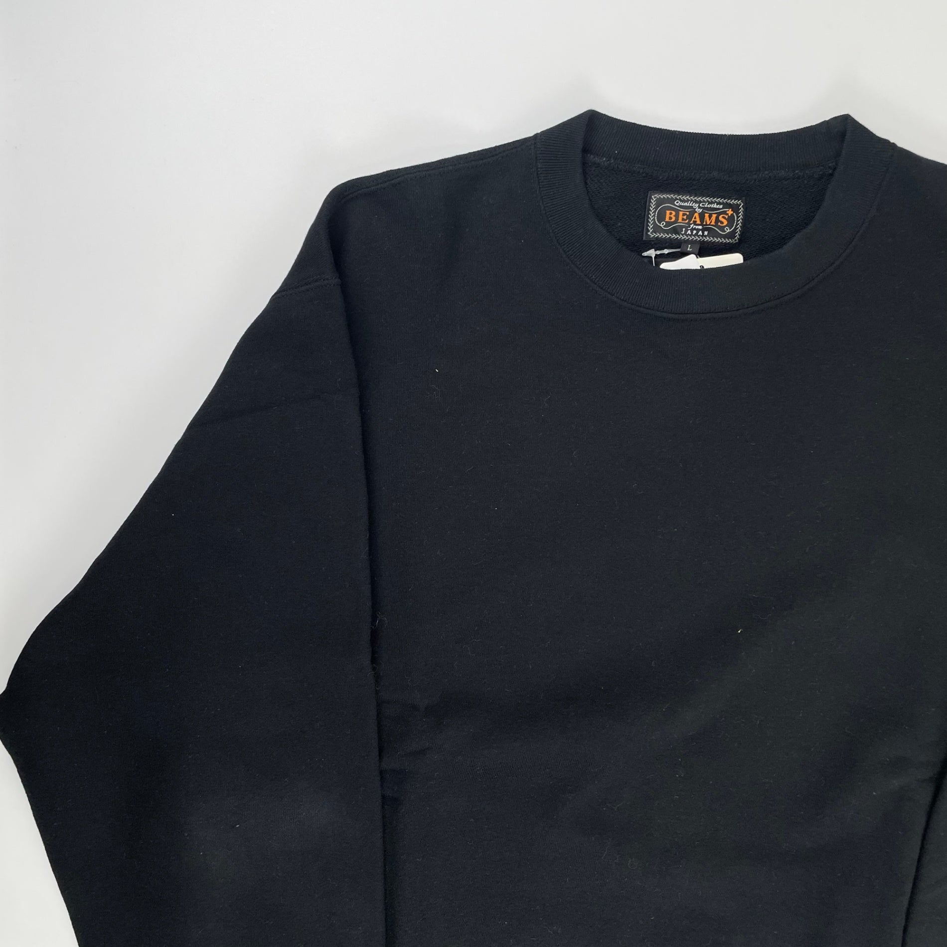 BEAMS PLUS ビームスプラス / Sweat Crew タグ付 Black 参考定価：14,000+tax SIZE:L