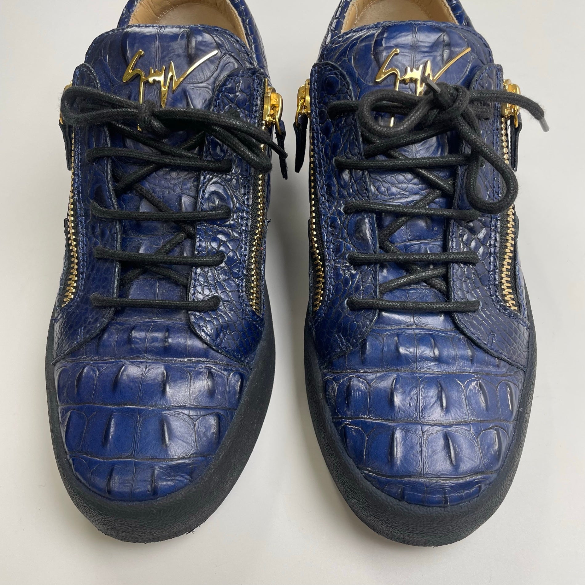 GIUSEPPE ZANOTTI ジュゼッペ ザノッティ / クロコ型押しスニーカー ネイビー 美品 参考定価：90,000程度 SIZE:43