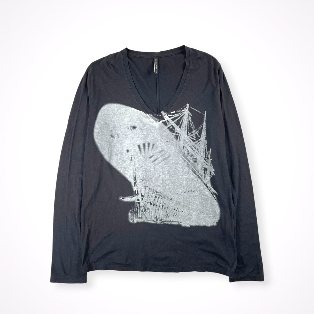 BLACK BARRETT BY Neil Barrett / VネックグラフィックTEE 長袖 SIZE:3