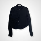 T by ALEXANDER WANG アレキサンダーワン / クロップドシャツ レーヨンギャバ ブラック  参考定価：35,000程度 SIZE:0
