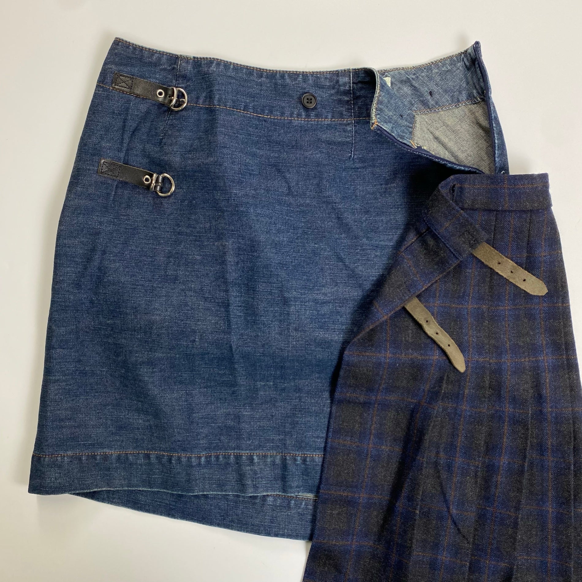 MARIOS マリオス / 変形 ラップスカート デニムレイヤード SIZE：S