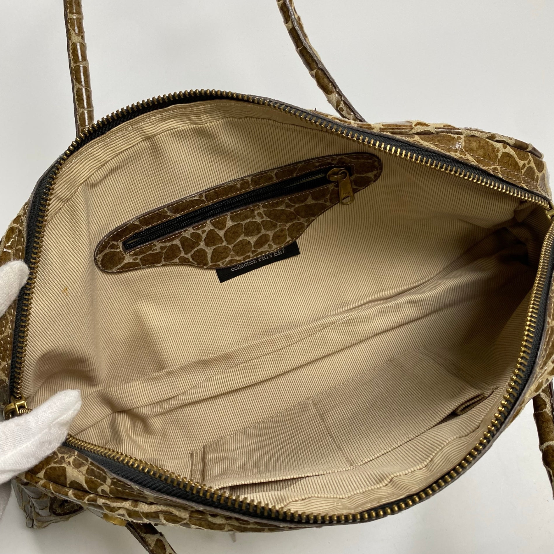 collection PRIVEE? コレクション プリヴェ / キリン柄 ハンドバッグ ボストン型 参考定価：85,000程度