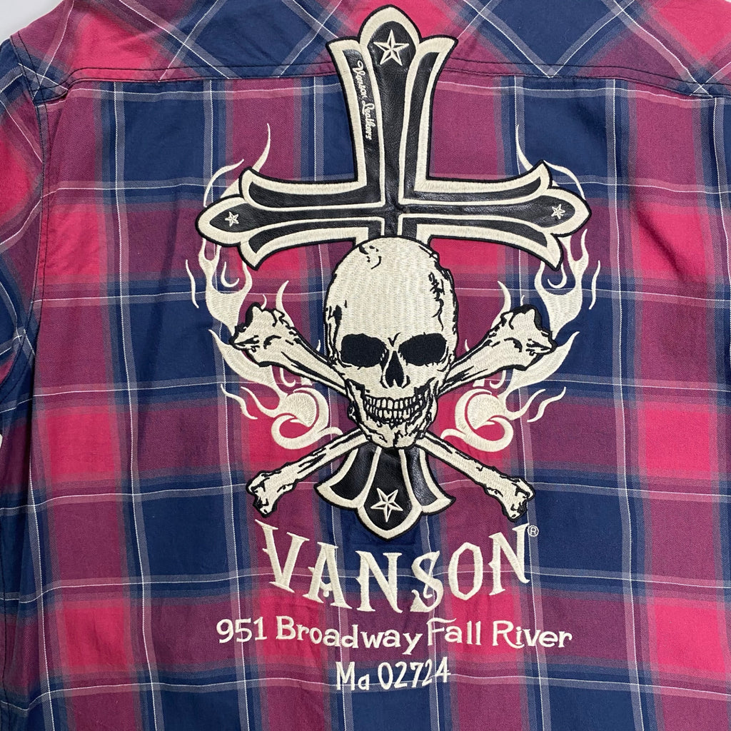 vanson ヴァンソン / スカル＆クロス チェックシャツ SIZE:L