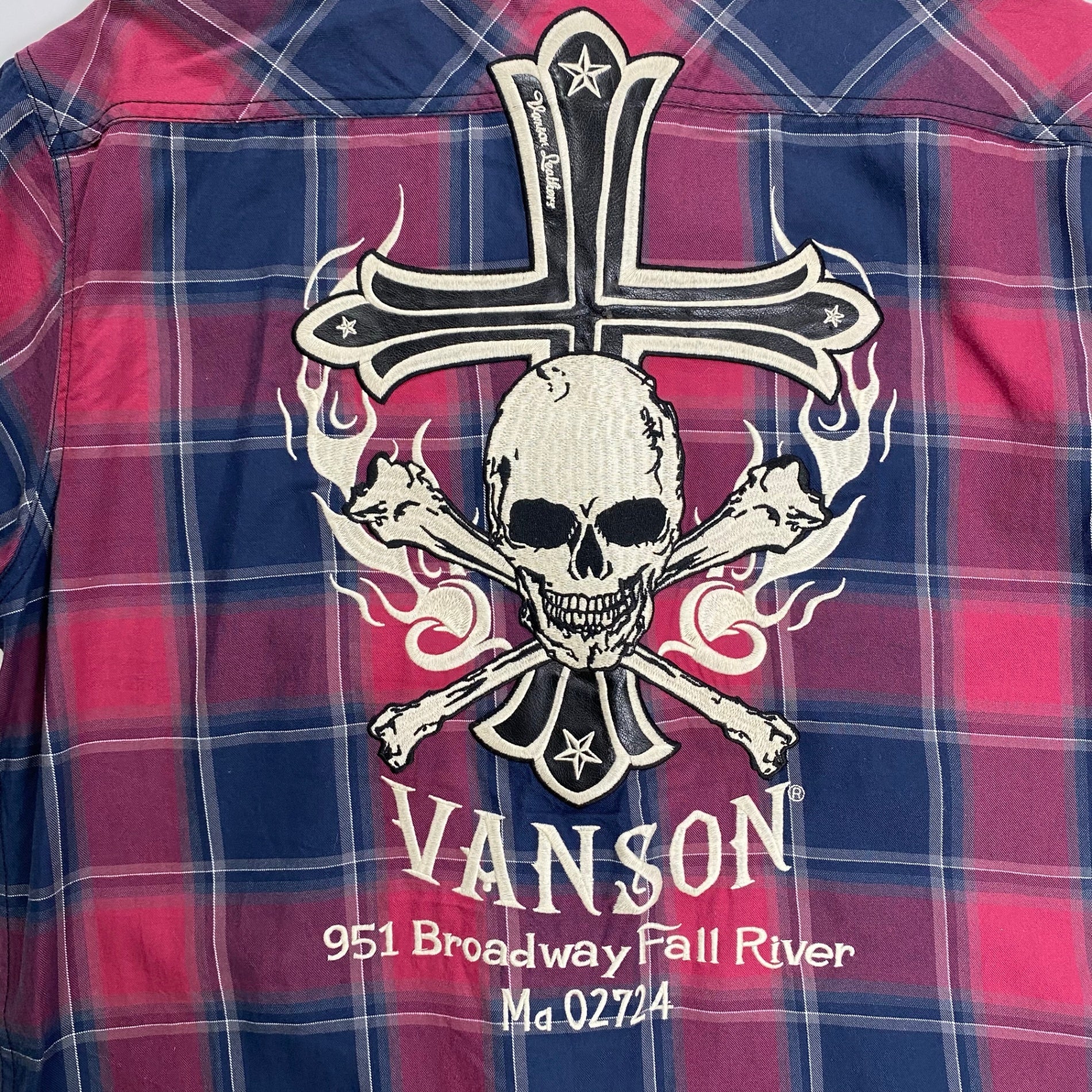 vanson ヴァンソン / スカル＆クロス チェックシャツ SIZE:L
