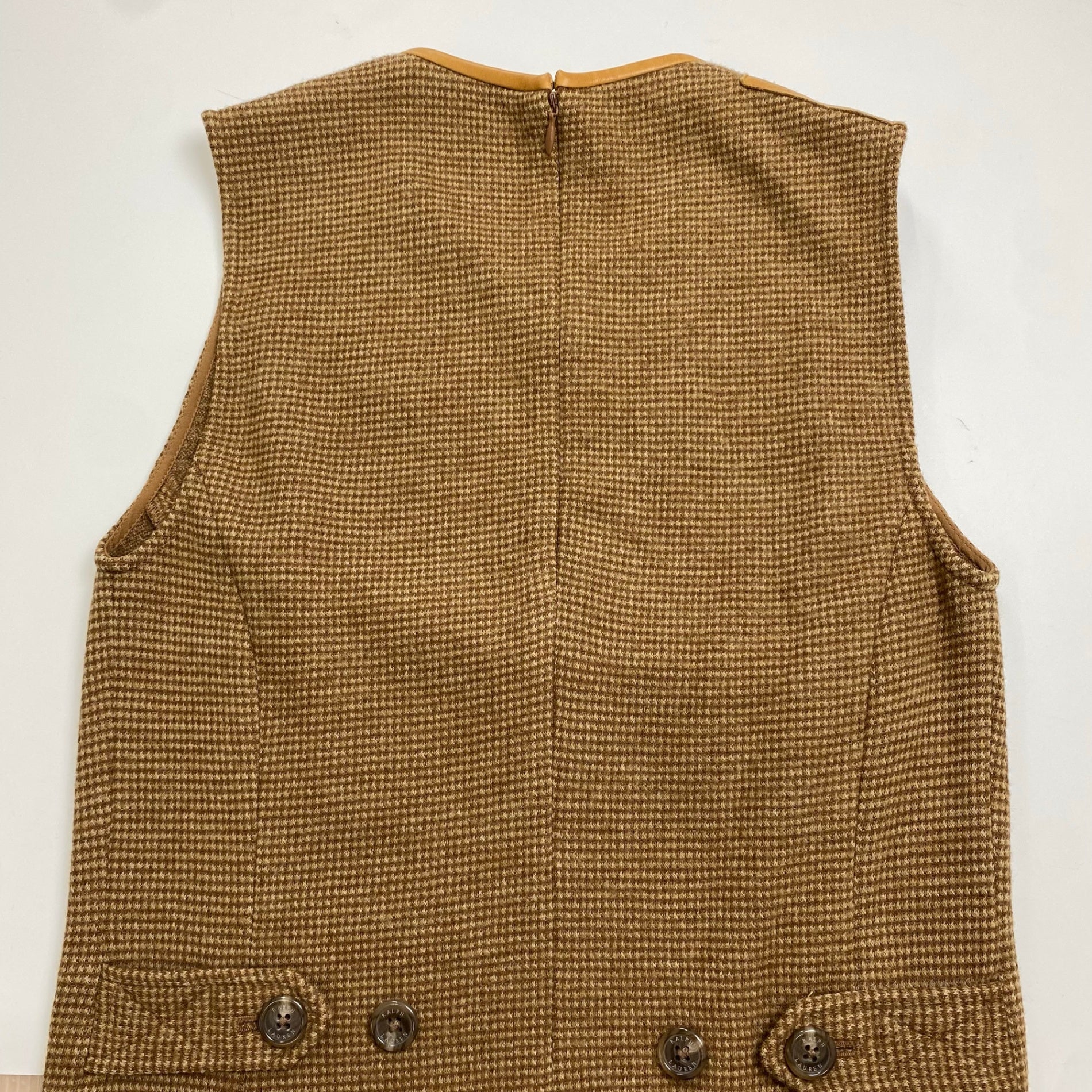 RALPH LAUREN ラルフローレン / ツイードワンピース レザー切替 ウール100％ 参考定価：48,000+tax SIZE：XS