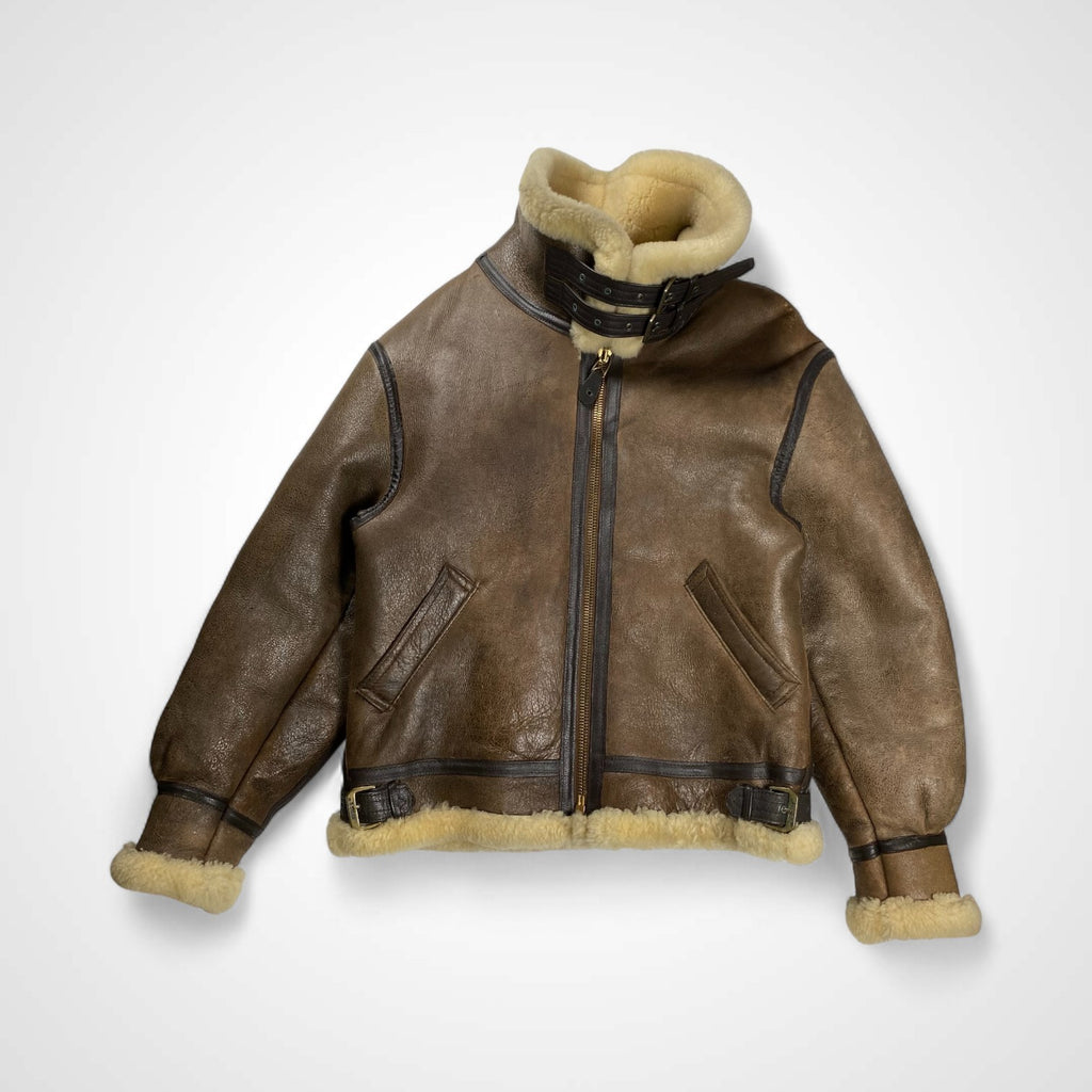 AVIREX アヴィレックス / B-3ムートンジャケット 革パッチ 78年復刻 SCOVILLジッパー 硬化なし SIZE：40