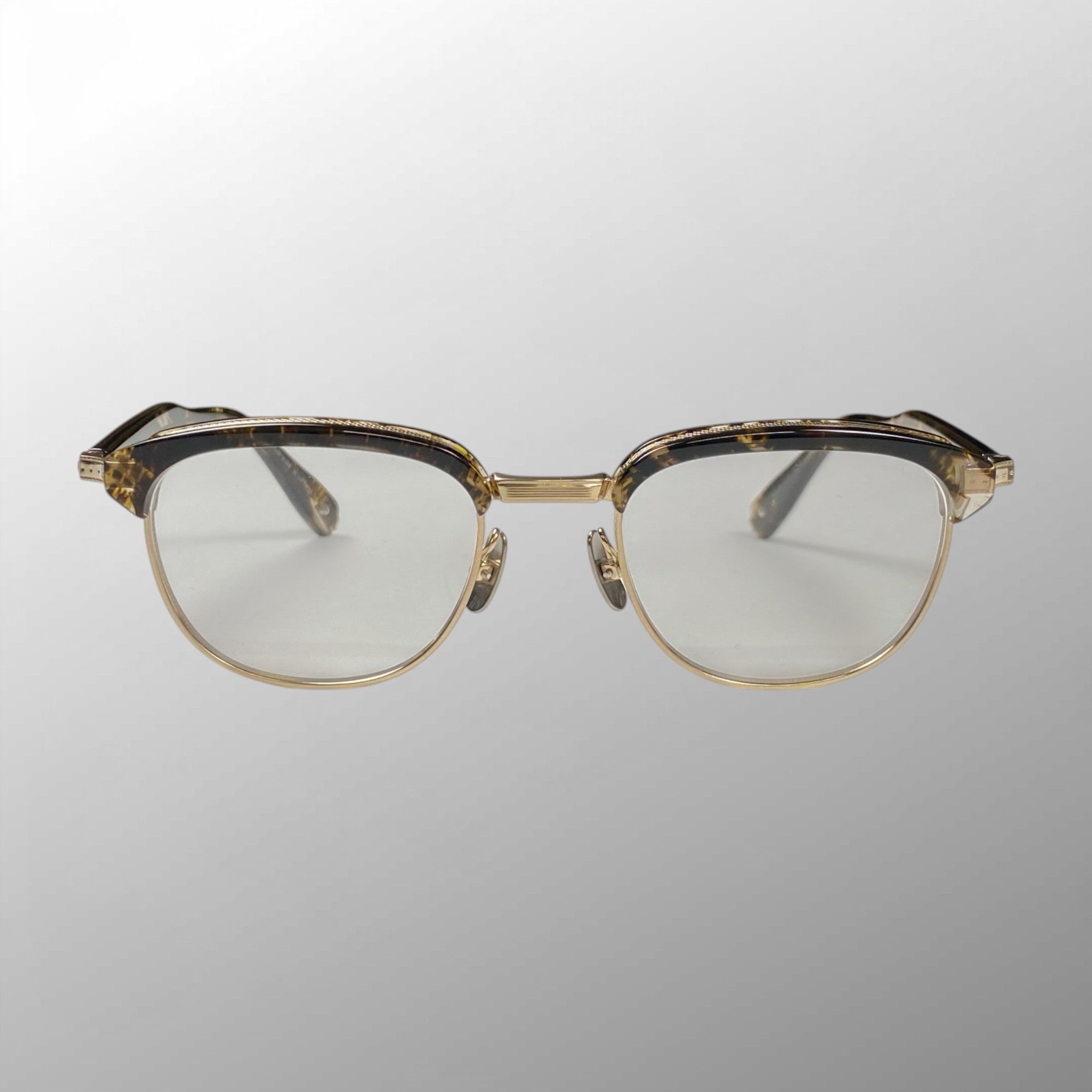 金子眼鏡 「PREMIUM」ライン / サーモント シルバーコンビ ブラウンイエロー 度なしクリアレンズ  参考定価：82,000+tax