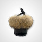 Leilian レリアン / レザー×ファーバケツバッグ ブラウン