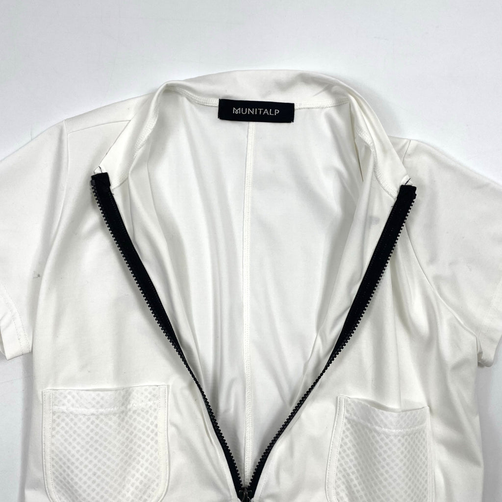 MUNITALP / ハーフジップ メッシュポケット チュニックワンピース 参考定価：42,000程度 SIZE:40