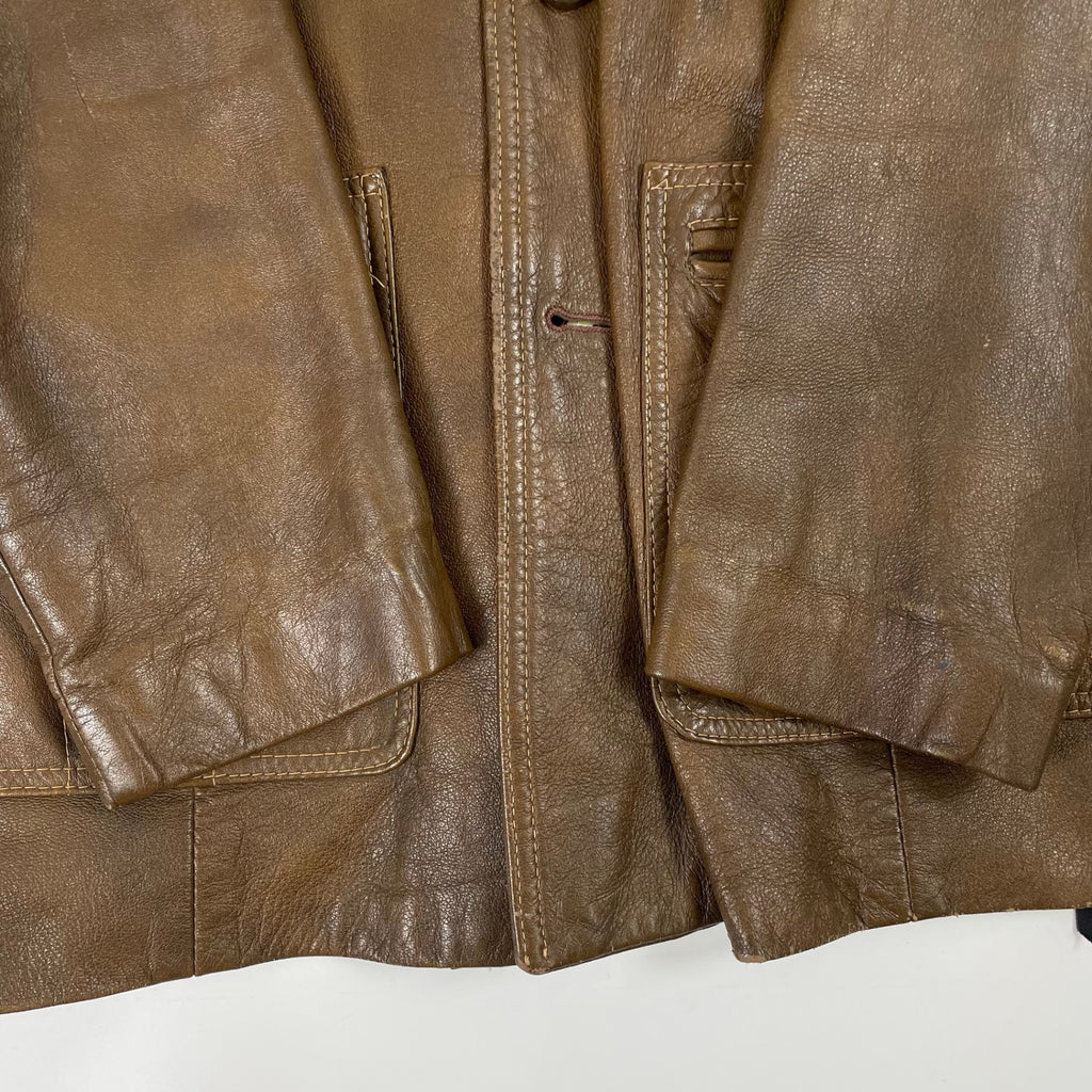 VINTAGE / 70s VINTAGE デザインレザージャケット カーコート SIZE:L程度