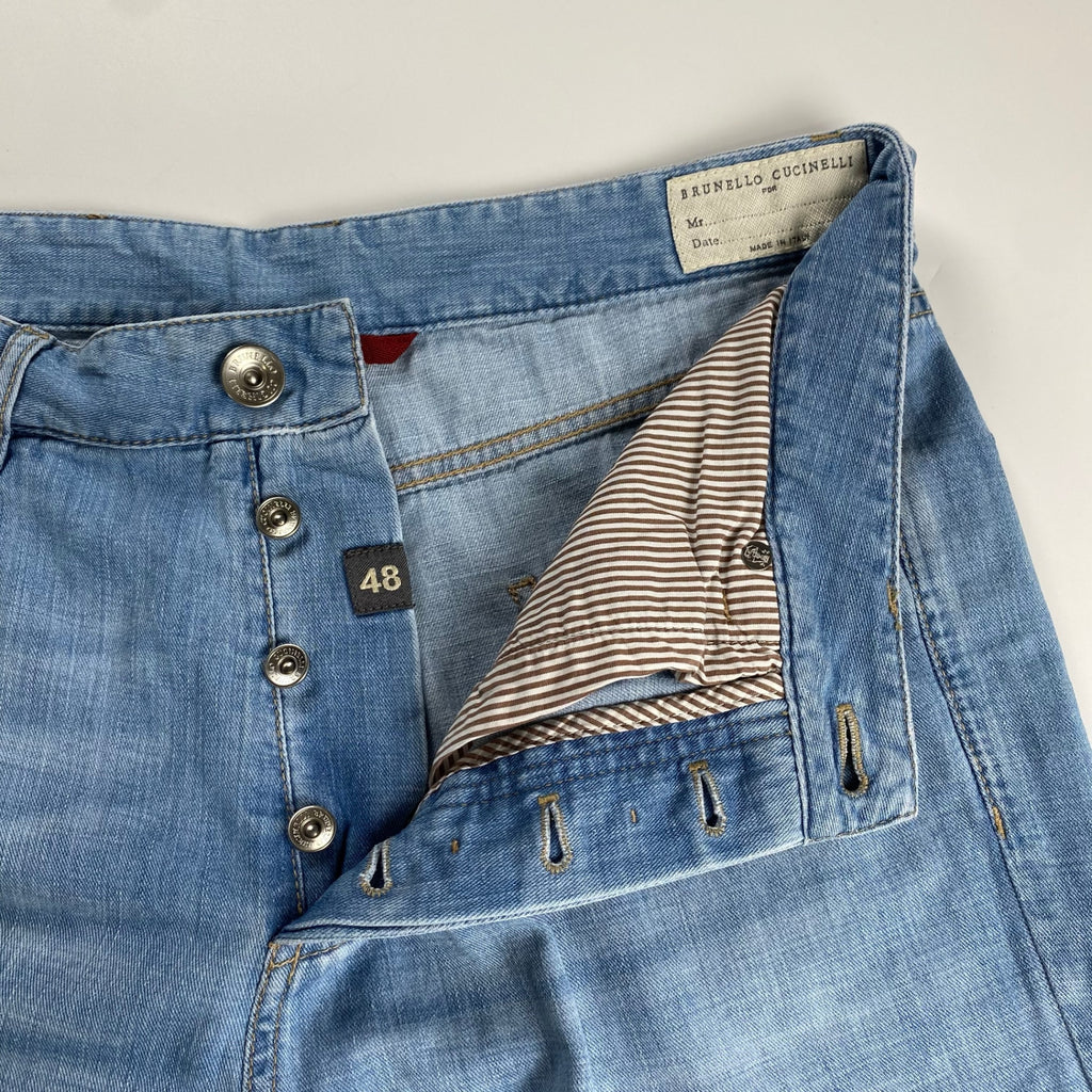 BRUNELLO CUCINELLI ブルネロ クチネリ / エンブレム刺繍 デニムパンツ LEISURE FIT  MADE IN ITALY 参考定価：130,000程度 SIZE:48(M程度)