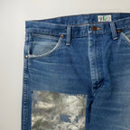 Wrangler GREEN DOOR ラングラー グリーンドア / リメイク箔押しデニムパンツ USA生地 SIZE:33×38(カットオフ)