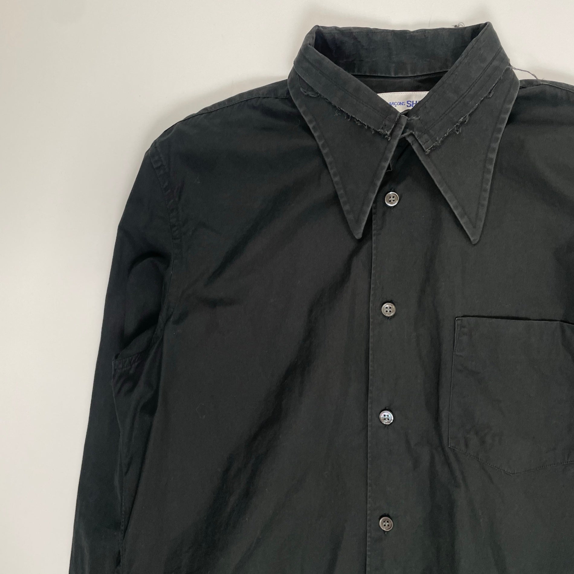 COMME des GARCONS SHIRT コムデギャルソン シャツ / デザインポインテッドカラーシャツ ブラック SIZE：S