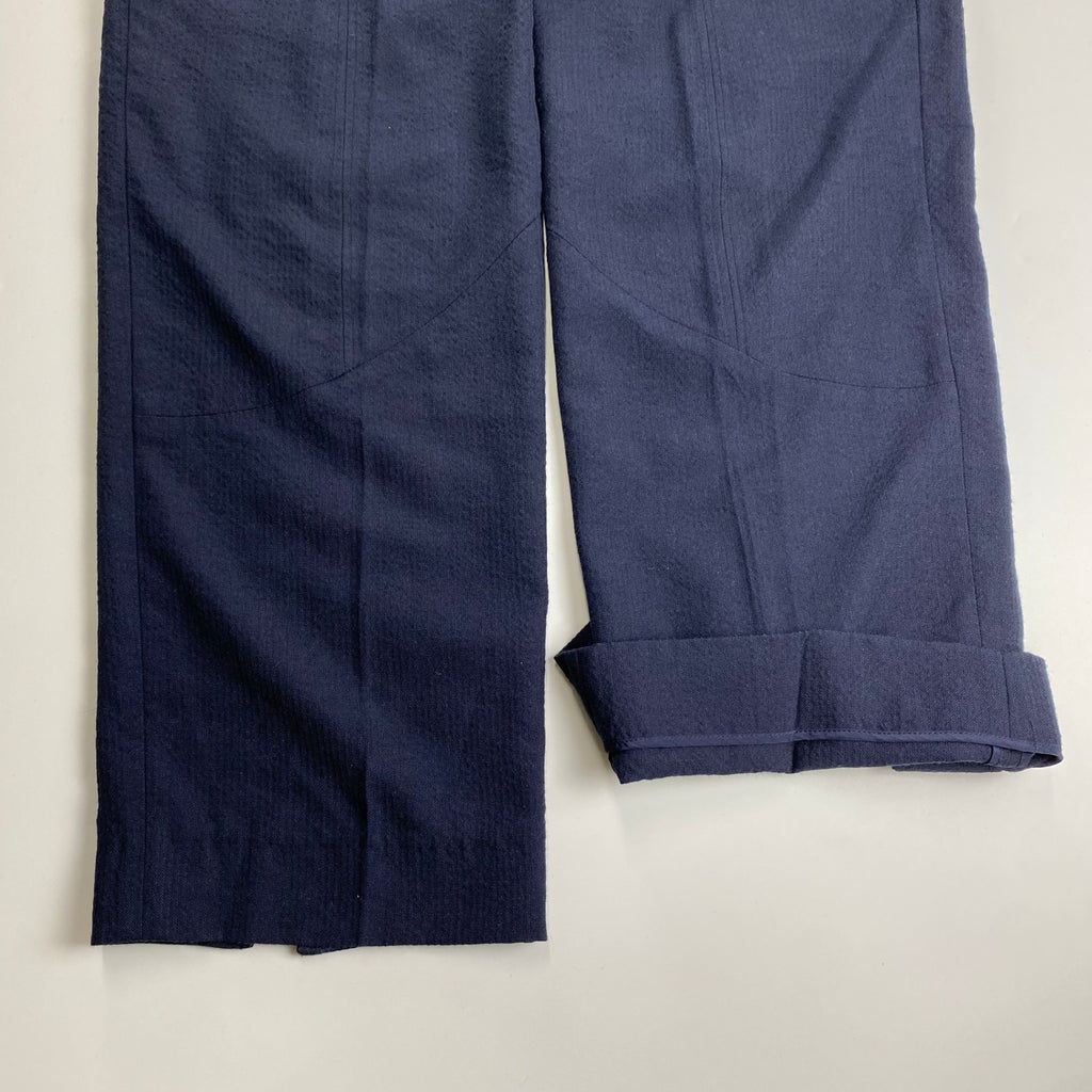 NOBUYUKI MATSUI ノブユキ マツイ / FRAMED PATTERN SLACKS スリット スラックス ネイビー 参考定価：56,000+tax SIZE:3(L程度)