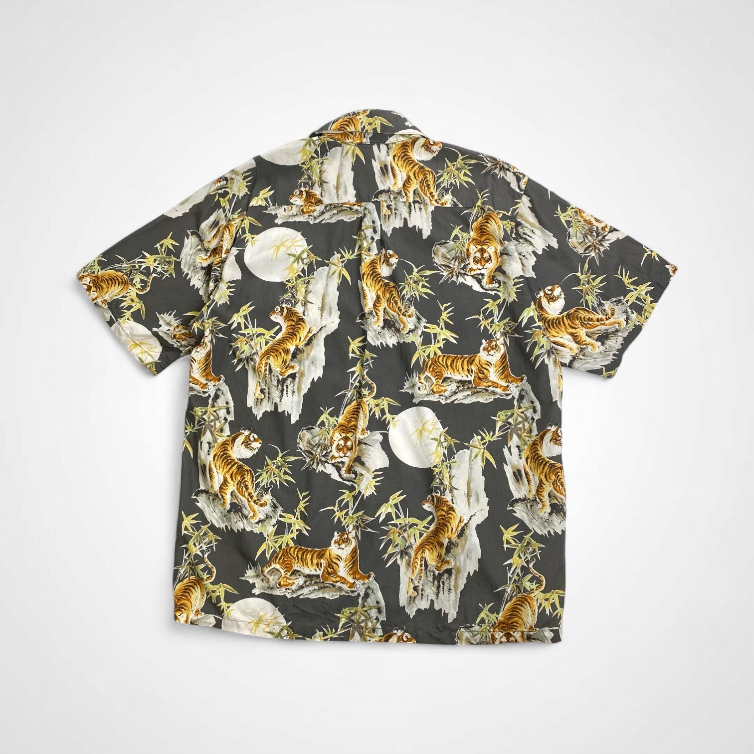 GO BAREFOOT ゴーベアフット / TIGER＆BAMBOO ALOHA アロハシャツ 虎 竹 乱痴気取扱い SIZE:M