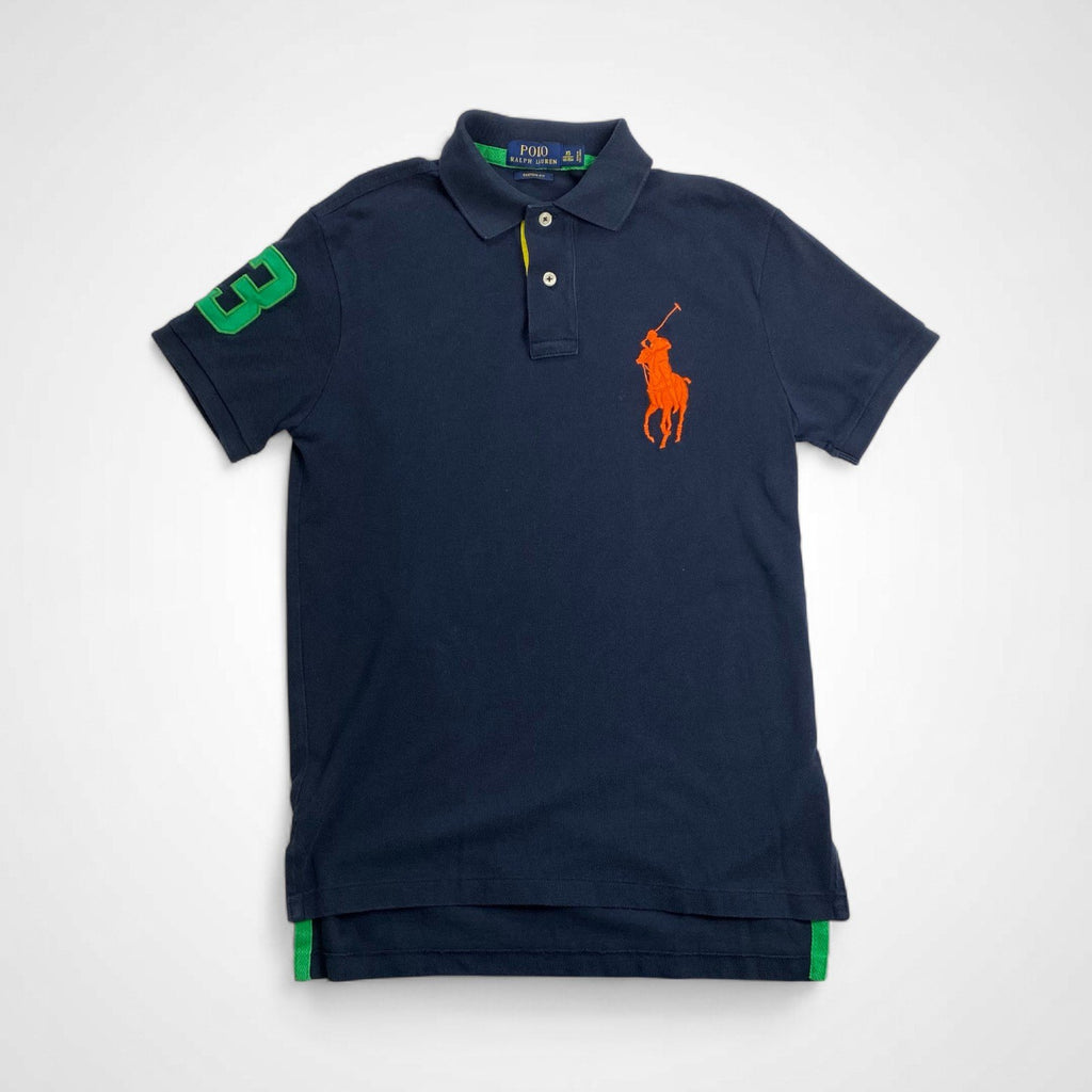 POLO RALPH LAUREN ポロ ラルフローレン / ポロシャツ ビッグポニー ネイビー オレンジ 参考定価：16,500程度 SIZE：XS