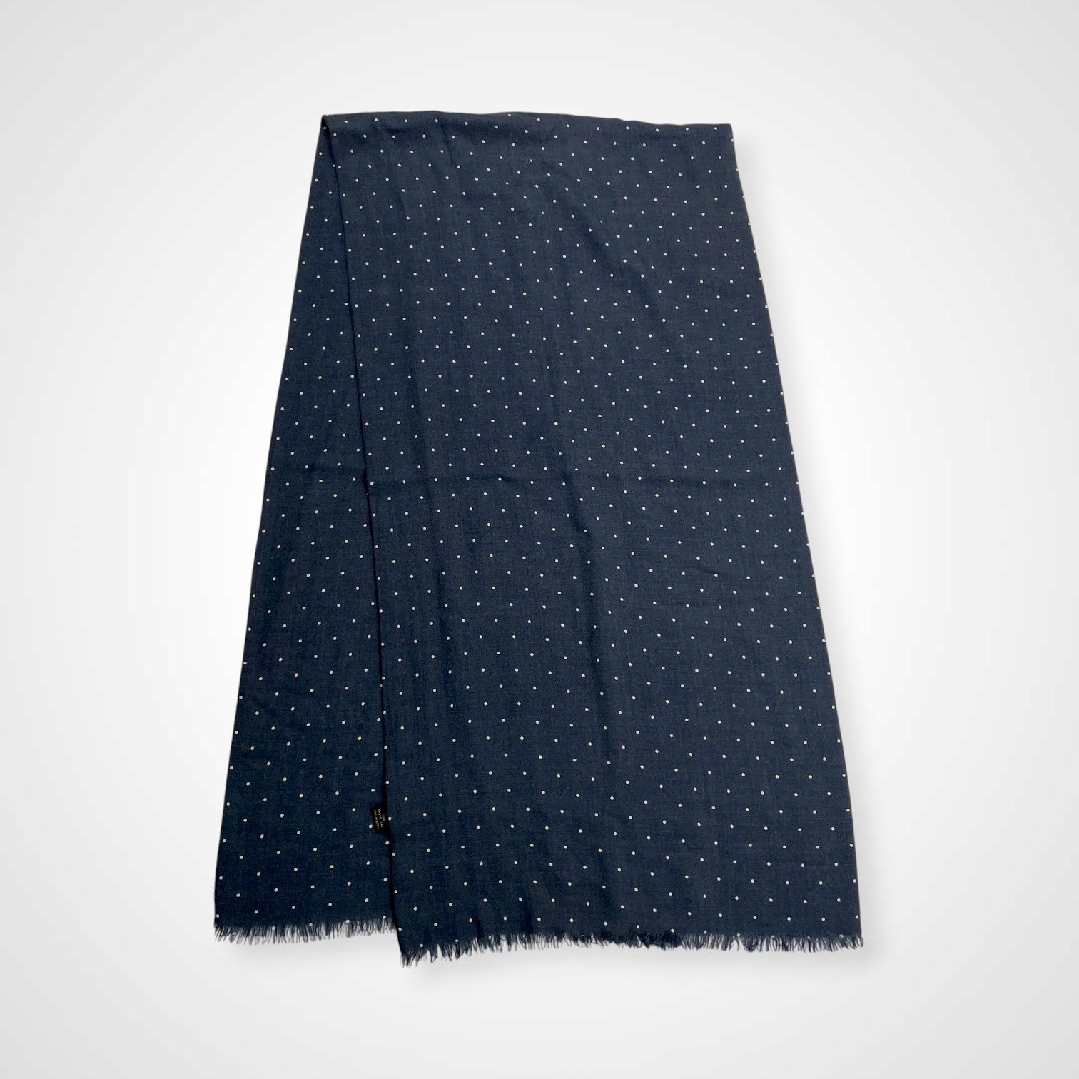 DRAKE'S ドレイクス / polka dot stall ウール×シルク ネイビー SIZE:167×44