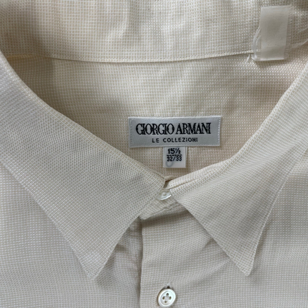GIORGIO ARMANI LE COLLEZIONI ジョルジオアルマーニ / 80s ヴィンテージシャツ ホワイト×ベージュ SIZE：15 1/2