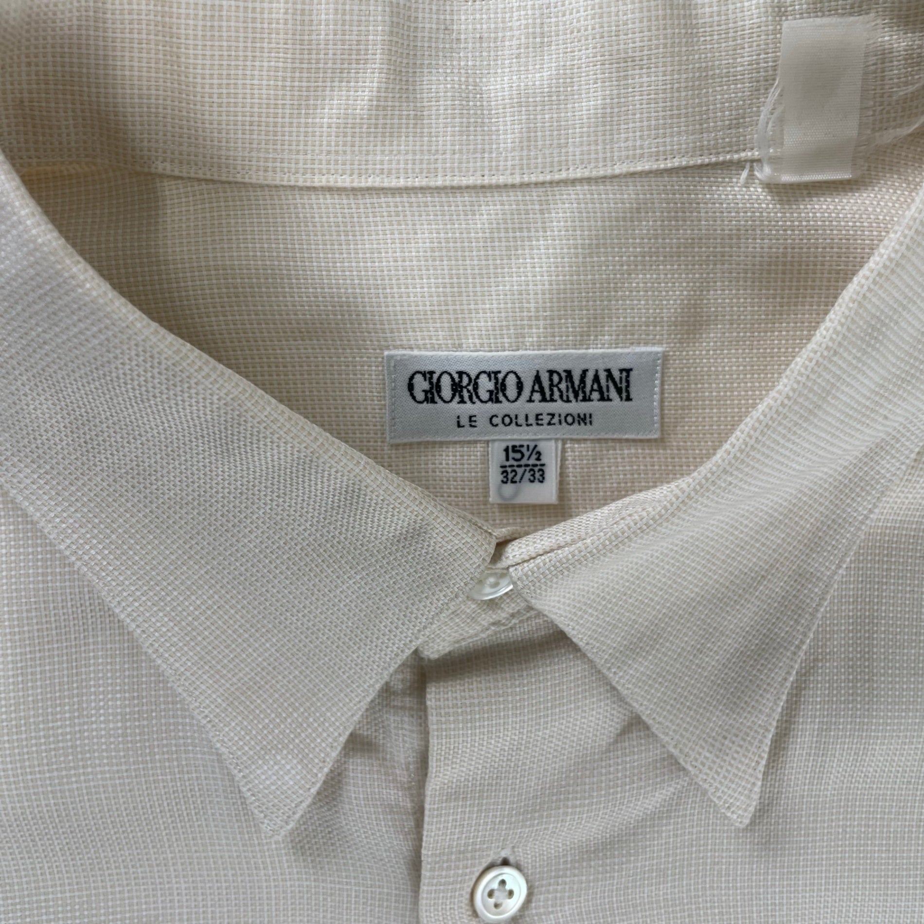 GIORGIO ARMANI LE COLLEZIONI ジョルジオアルマーニ / 80s ヴィンテージシャツ ホワイト×ベージュ SIZE：15 1/2