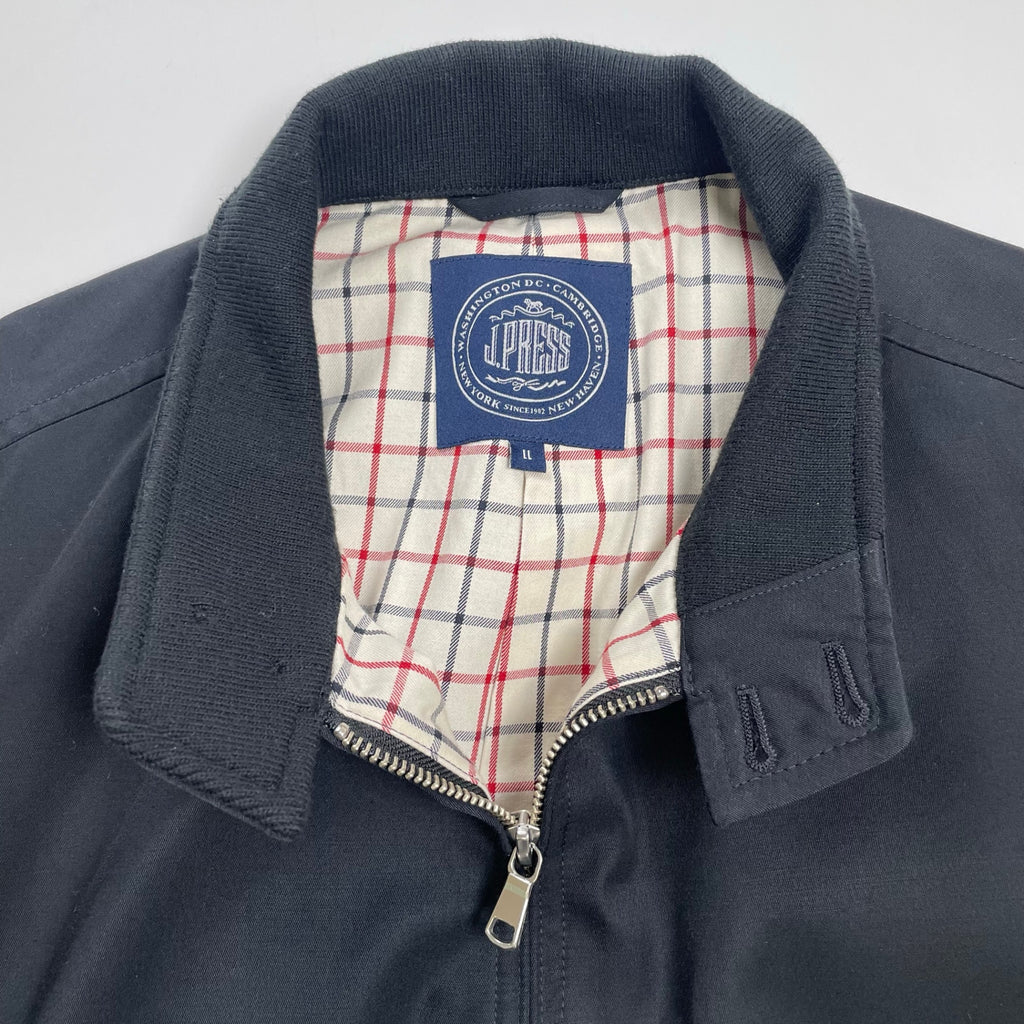 J.PRESS ジェイプレス / G-9TYPE コットンキュプラ ハリントンジャケット ネイビー×ホワイト 極美品 参考定価：50,000程度 SIZE:LL