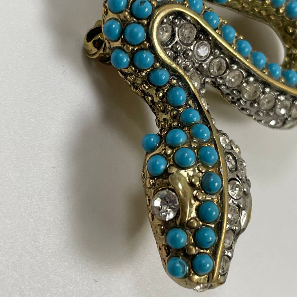 Kenneth  Jay  Lane ケネス・ジェイ・レーン / ターコイズ×ダイヤ スネークブローチ