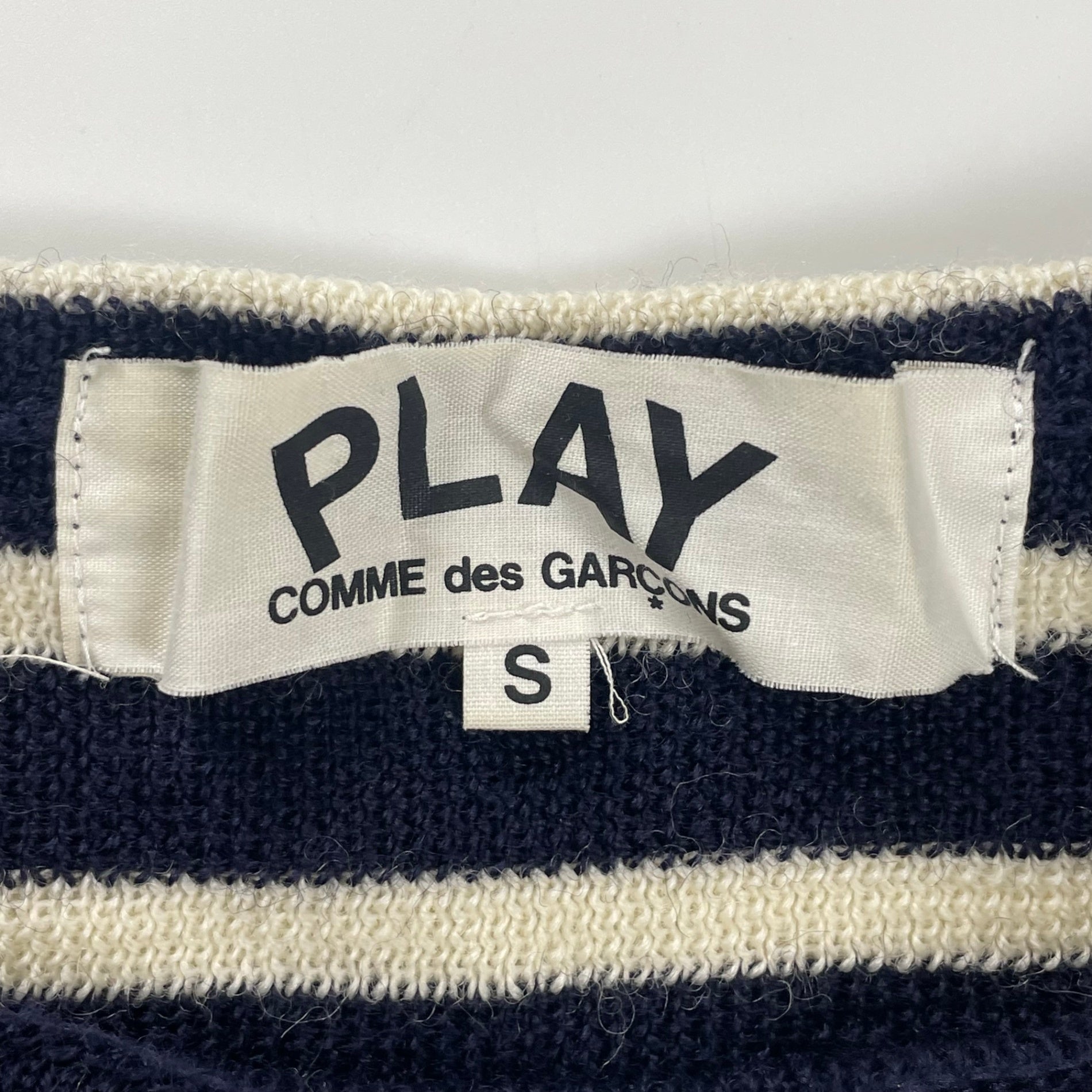 PLAY COMME des GARCONS プレイ コムデギャルソン / ハートロゴ ウールボーダーニット SIZE：S