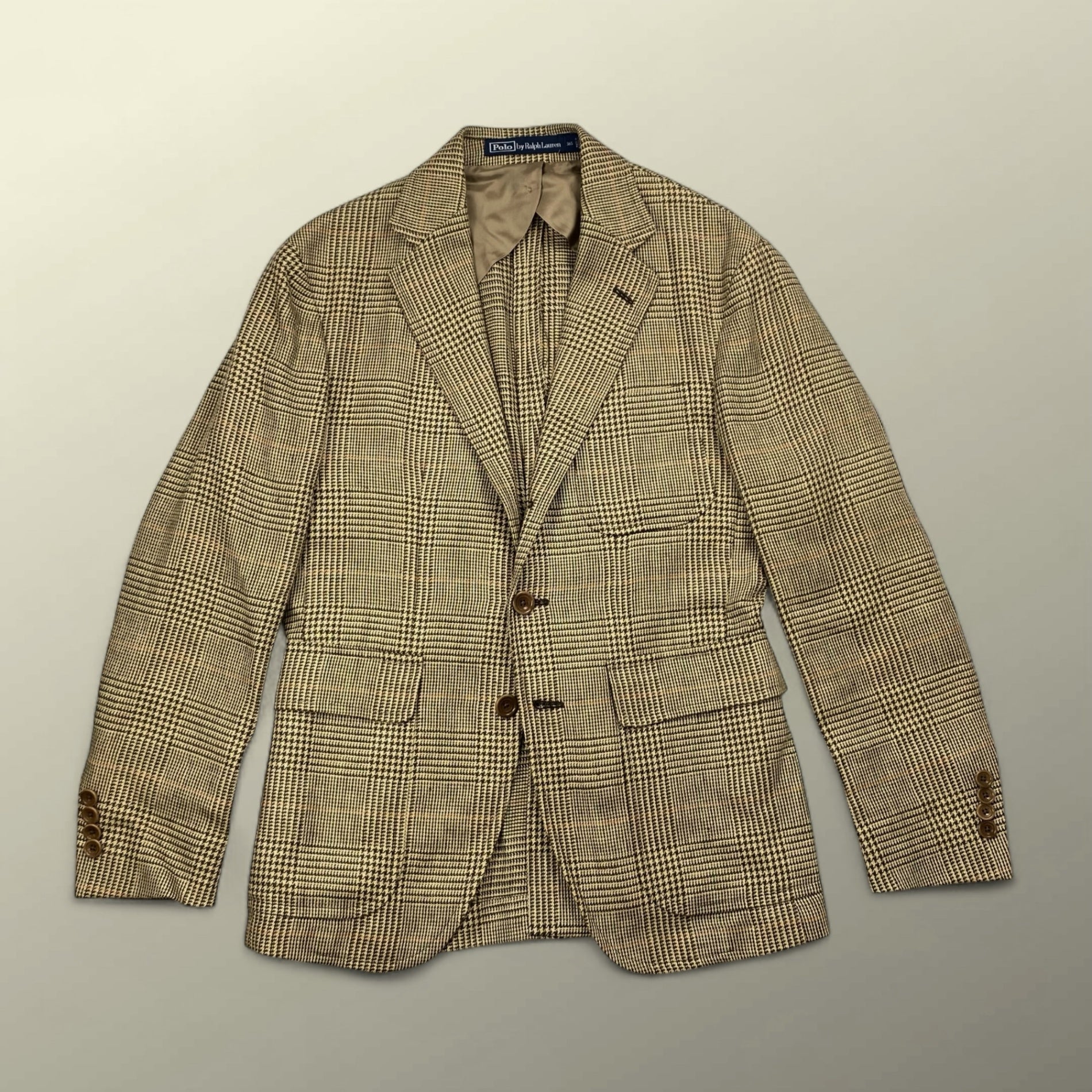 【HARITAGE ICON】 Polo by Ralph Lauren ポロ バイ ラルフローレン / リネン100％ 段返り ツイードジャケット 参考定価：150,000程度 SIZE:36S