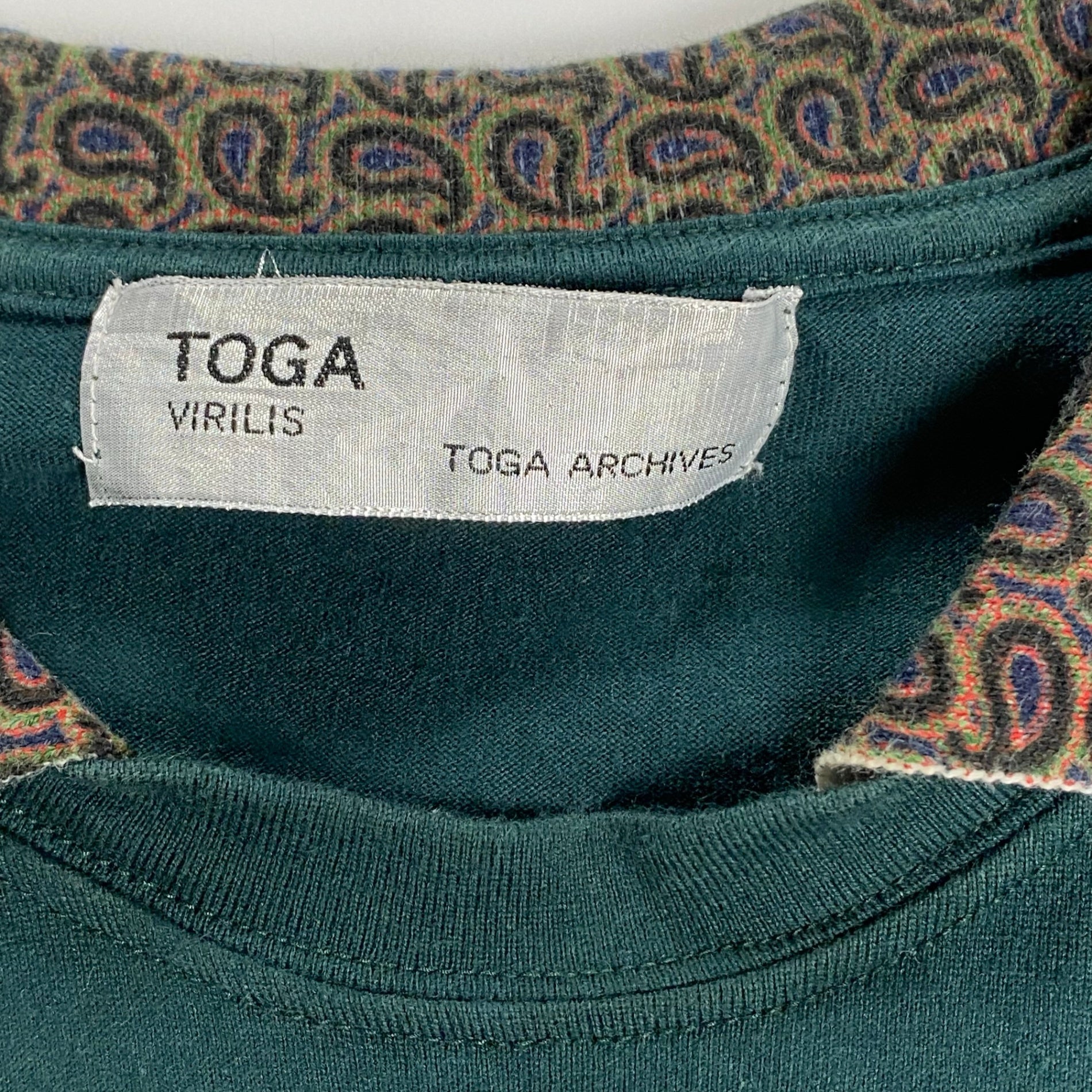 TOGA VIRILIS トーガ ビリリース / 襟切替 ポロシャツ ペイズリー グリーン SIZE:44(S程度)