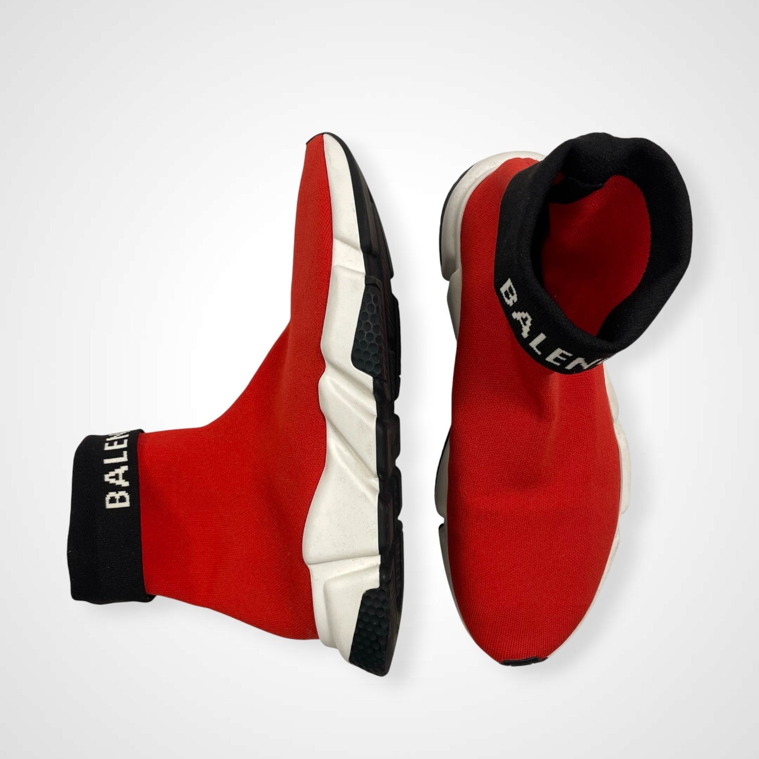 BALENCIAGA バレンシアガ / SPEED TRAINER CUFFED ロゴ レッド×ブラック 参考定価：130,000程度 SIZE:28.5