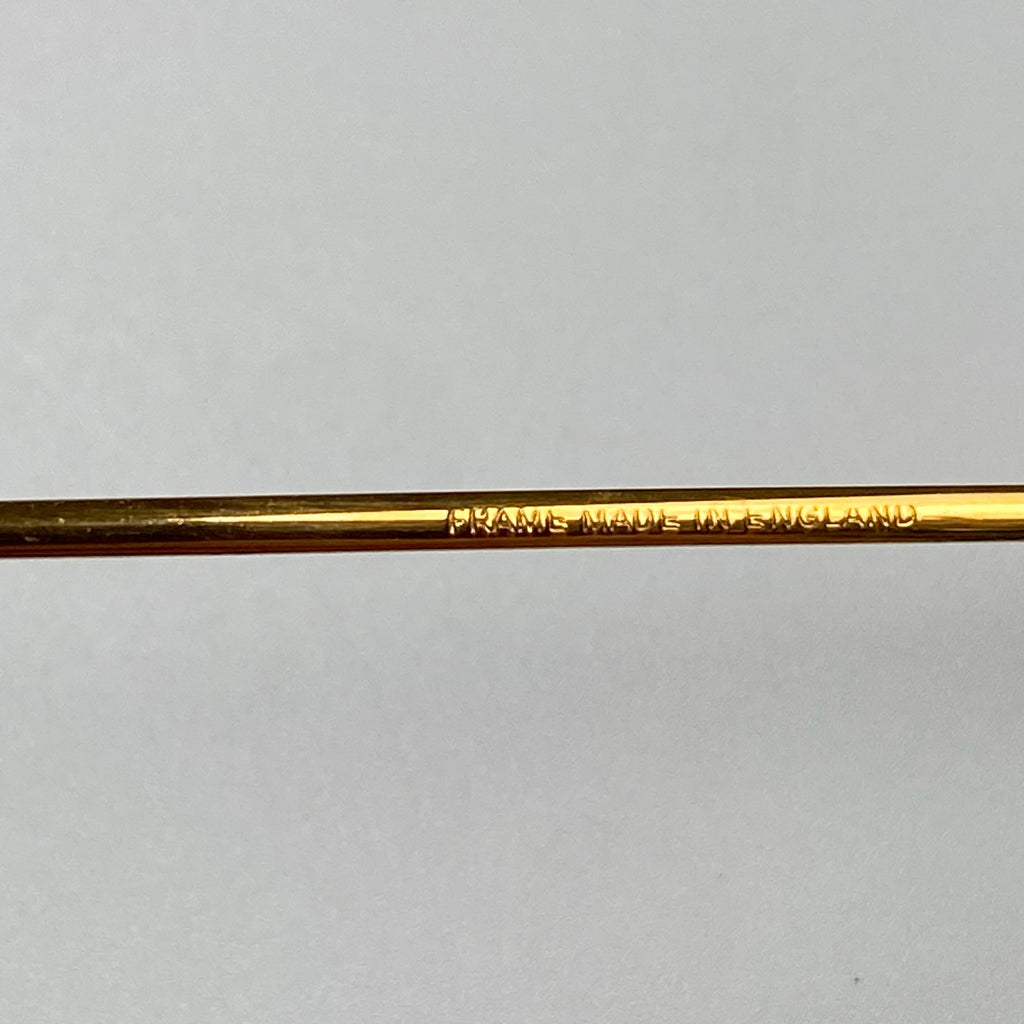 【70年代 デッドストック】 Hilton Classic ヒルトン クラシック / PANTO パント型 アイウェア 伊達メガネ デモレンズ入 K14 ロールドゴールド SIZE:49-20 111