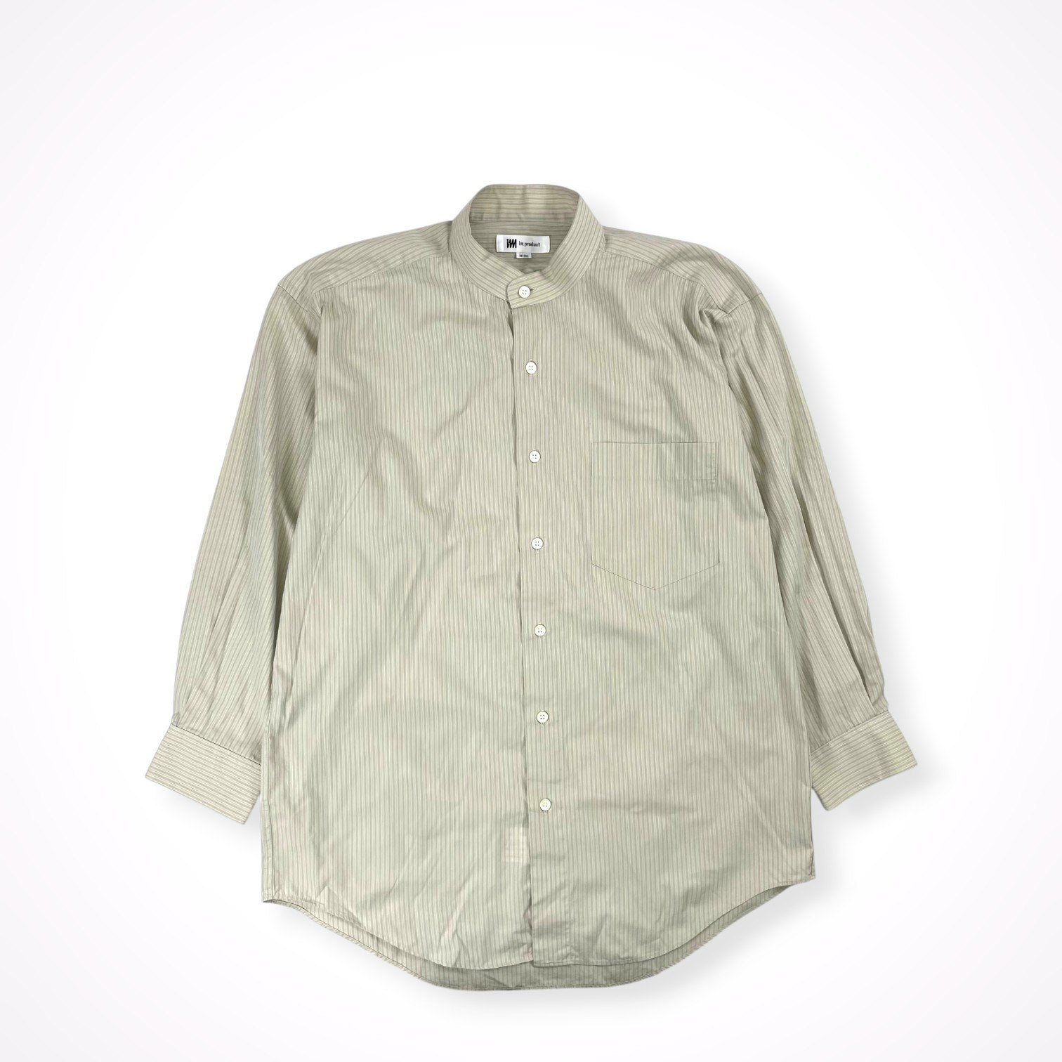【希少】ISSEY MIYAKE 90s 銀タグ ノーカラーシャツ ISSEY MIYAKE im product / 90s ヴィンテージバンドカラーシャツ SIZE