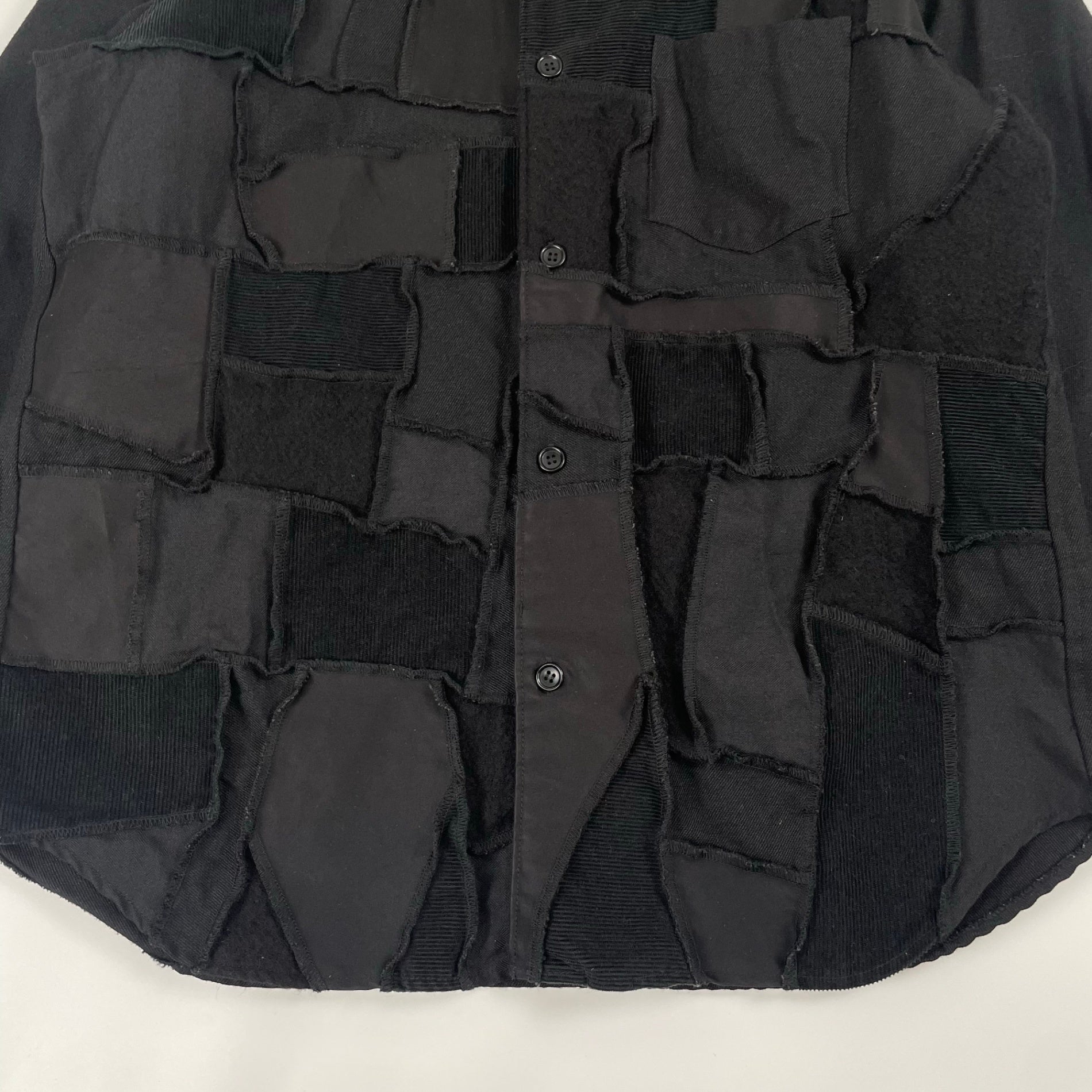 COMME des GARCONS HOMME / 後染め加工 異素材パッチワークシャツジャケット 18AW SIZE:M