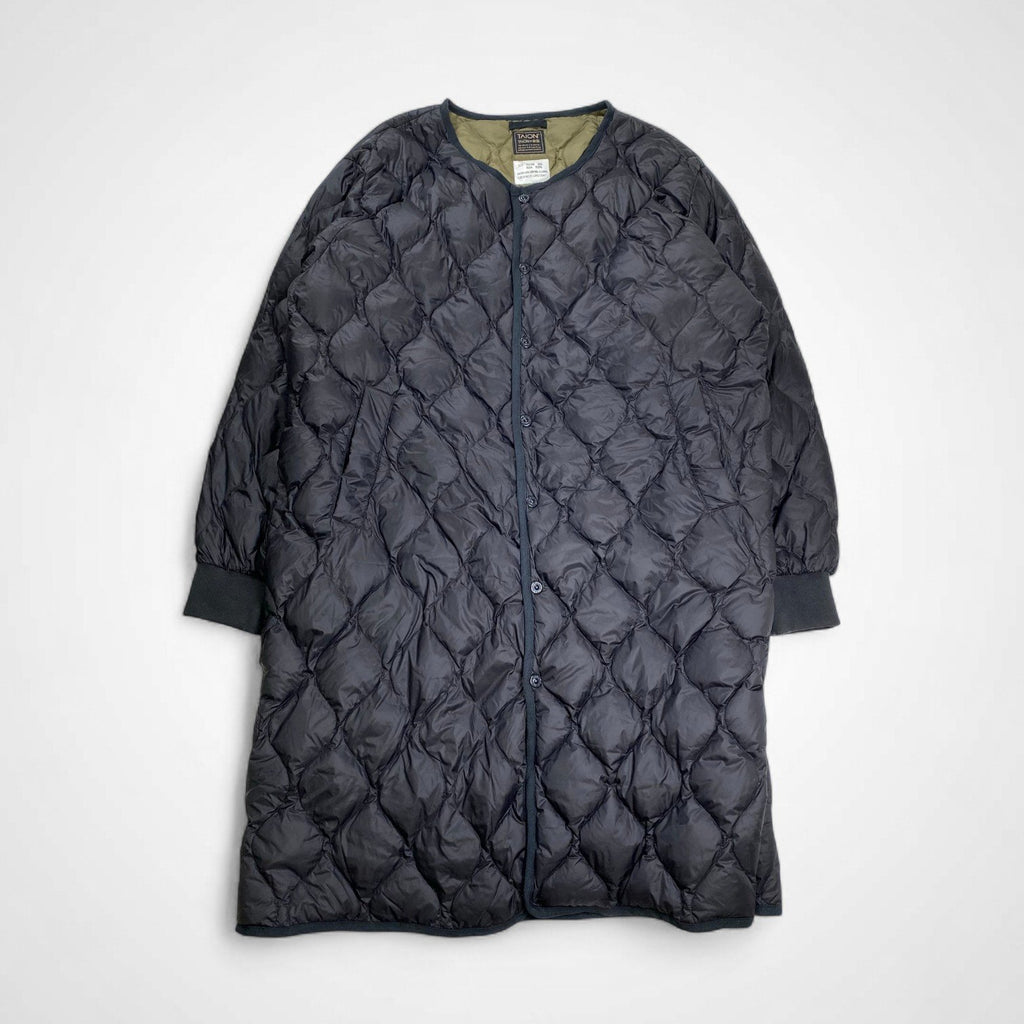TAION タイオン / ミリタリー オーバーサイズクルーネック ダウンコート ブラック×オリーブ SIZE:XXXL