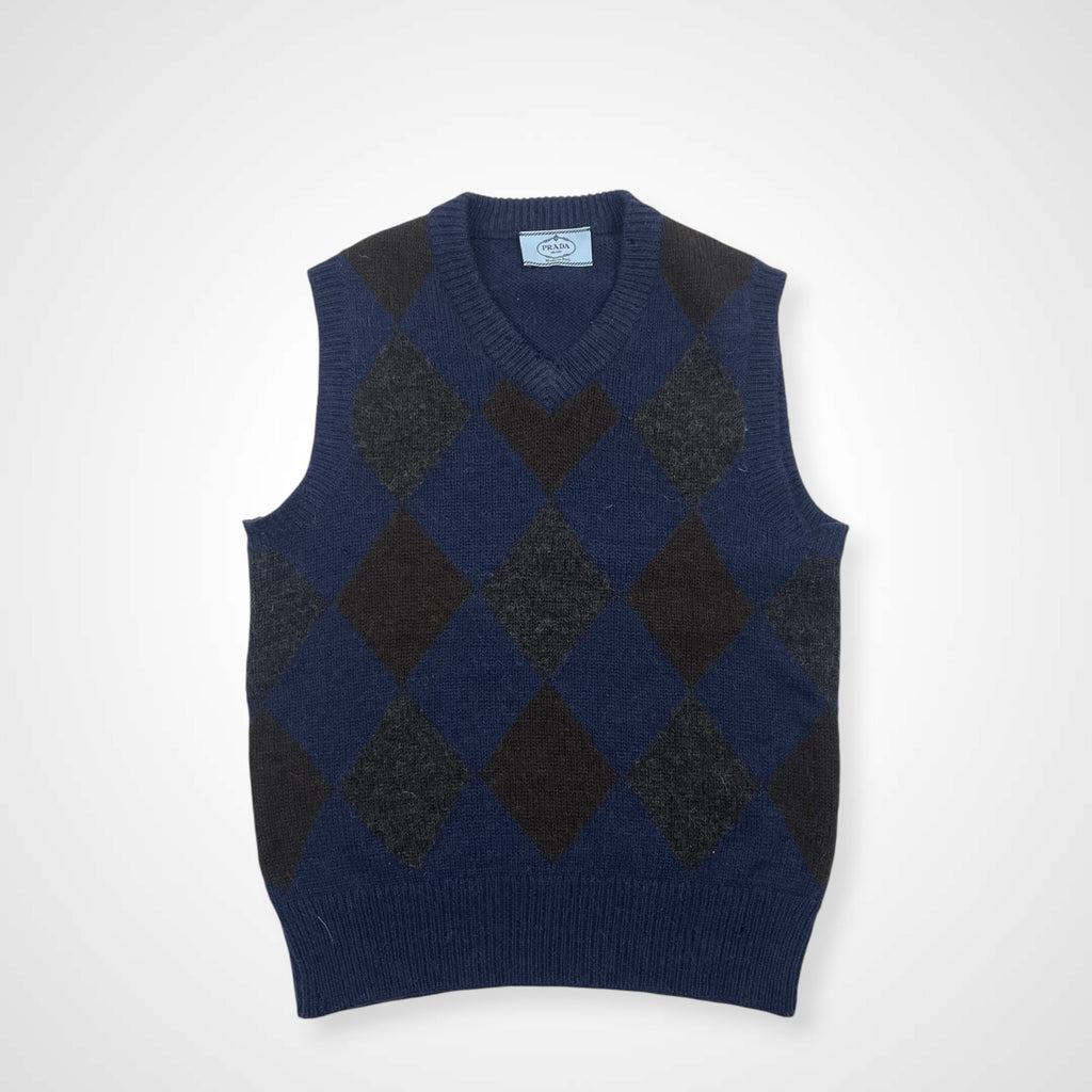 PRADA プラダ / アルパカアーガイルニットベスト Made In Peru SIZE:46