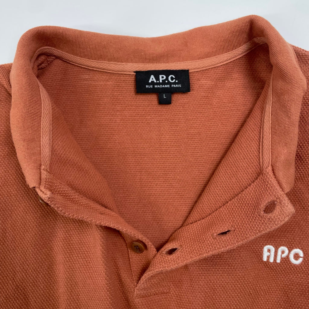 A.P.C. アーペーセー / 鹿の子ロゴ刺繍ポロシャツ 参考定価：30,000程度 SIZE：L